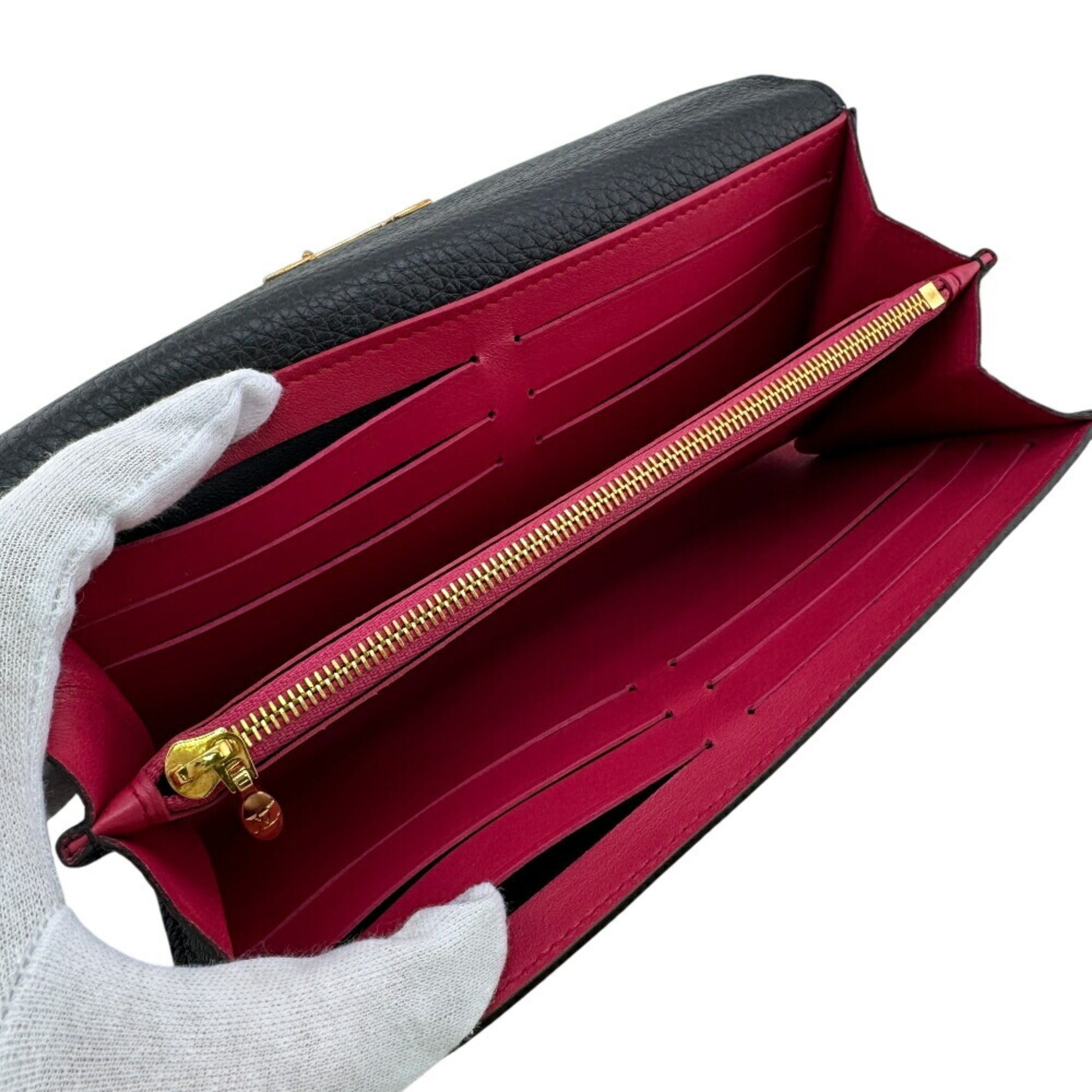 Louis Vuitton Taurillon Black Leather Long Wallet (Bi-Fold) (Pre-Owned)