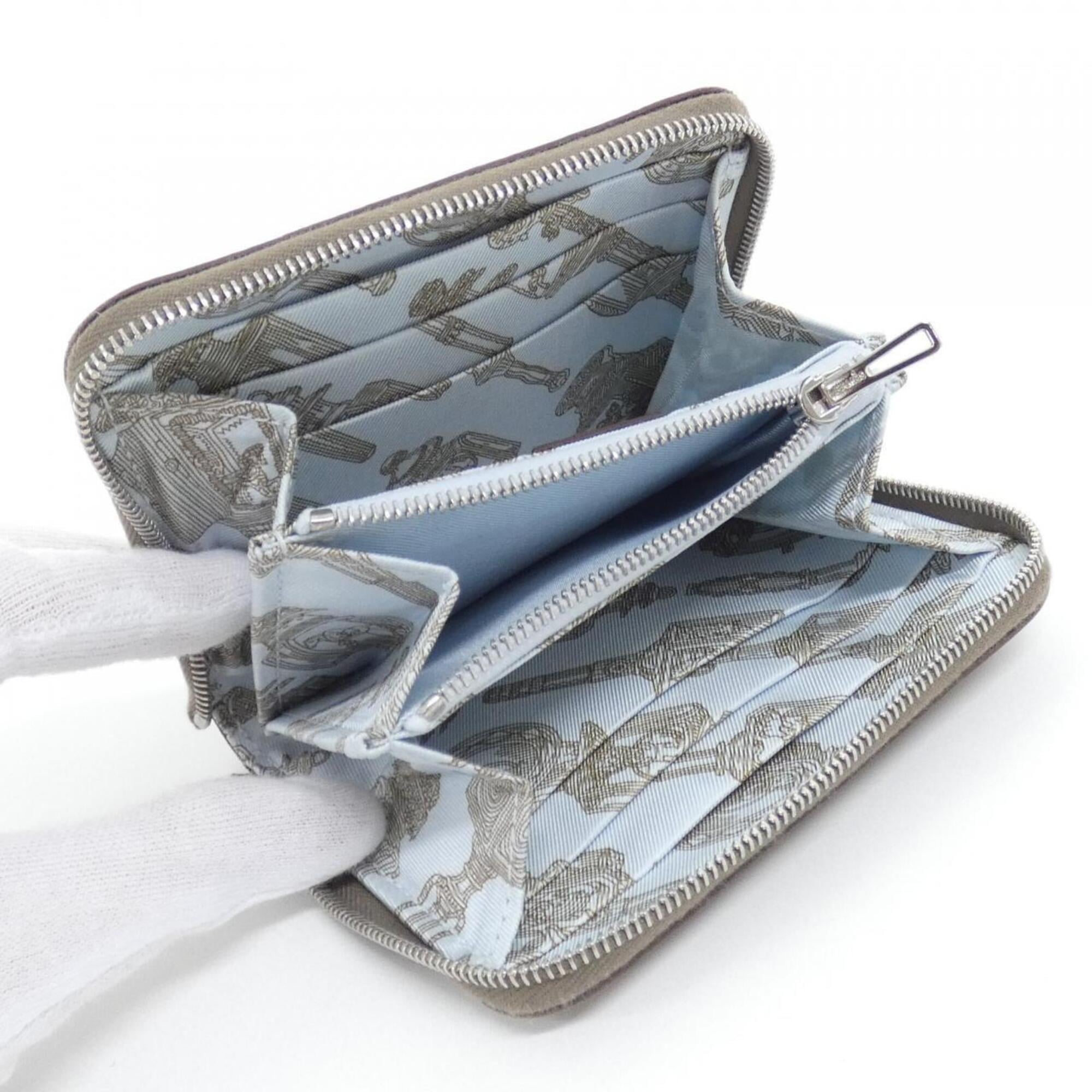 Hermes Silk'in Blue Taupe Coin Purse/Coin Case (Pre-Owned)