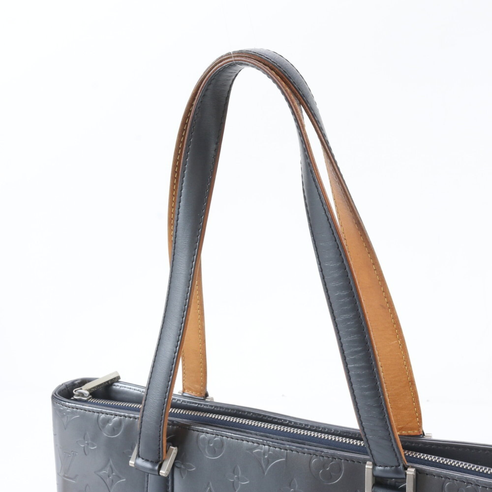 Louis Vuitton Blue Leather Shoulder Bag Tote Bag (Pre-Owned)