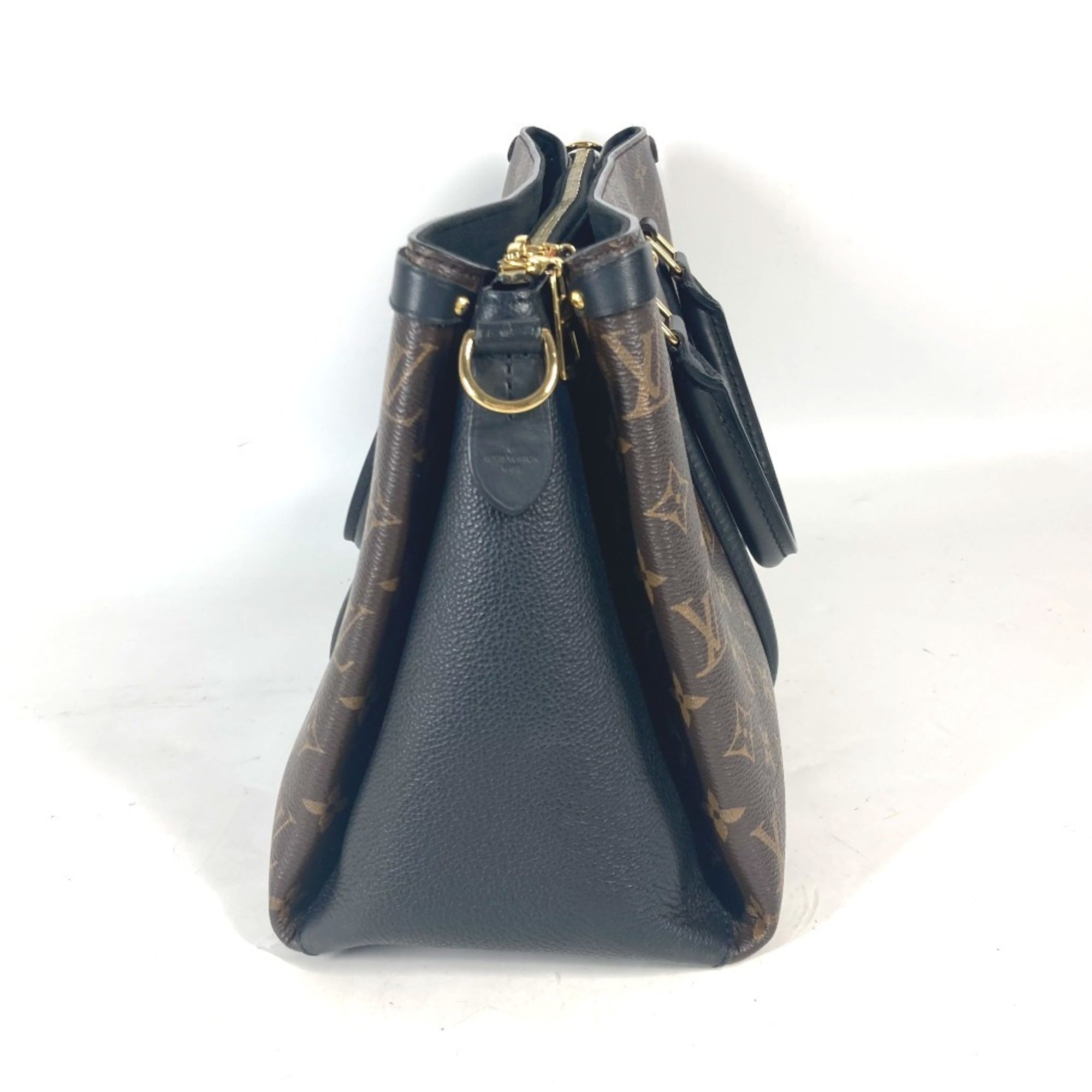 Louis Vuitton Black Brown Monogram Canvas Handbag Tote Bag (Pre-Owned)