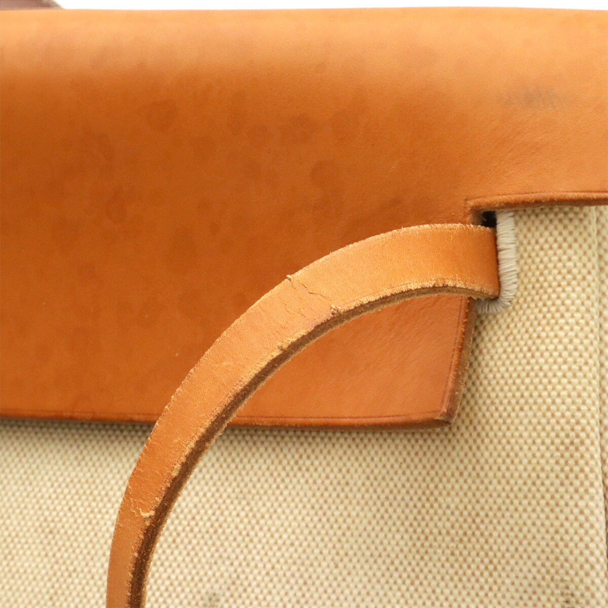 Hermes Light Brown Natural Toile Officier Leather Handbag Shoulder Bag (Pre-Owned)
