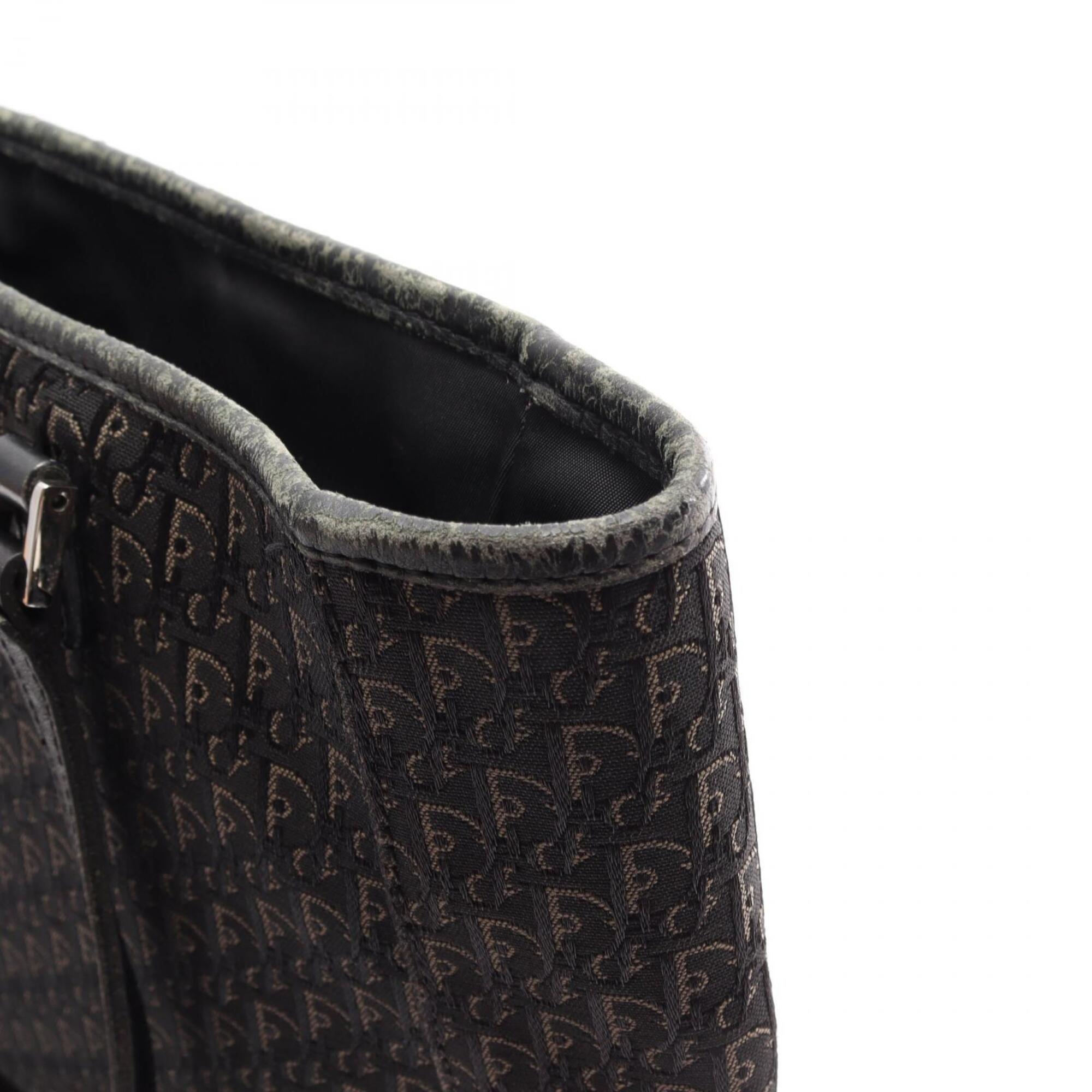 Christian Dior Black Canvas Leather Handbag Tote Bag (Pre-Owned)