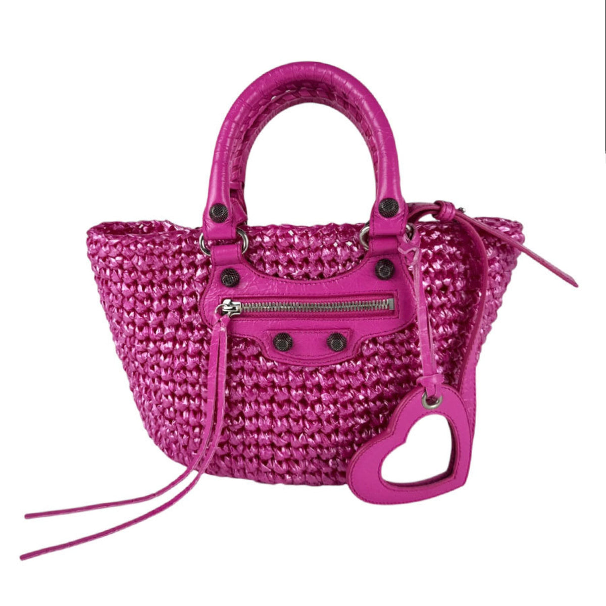 Balenciaga Pink Leather Polyamide Handbag Shoulder Bag (Pre-Owned)