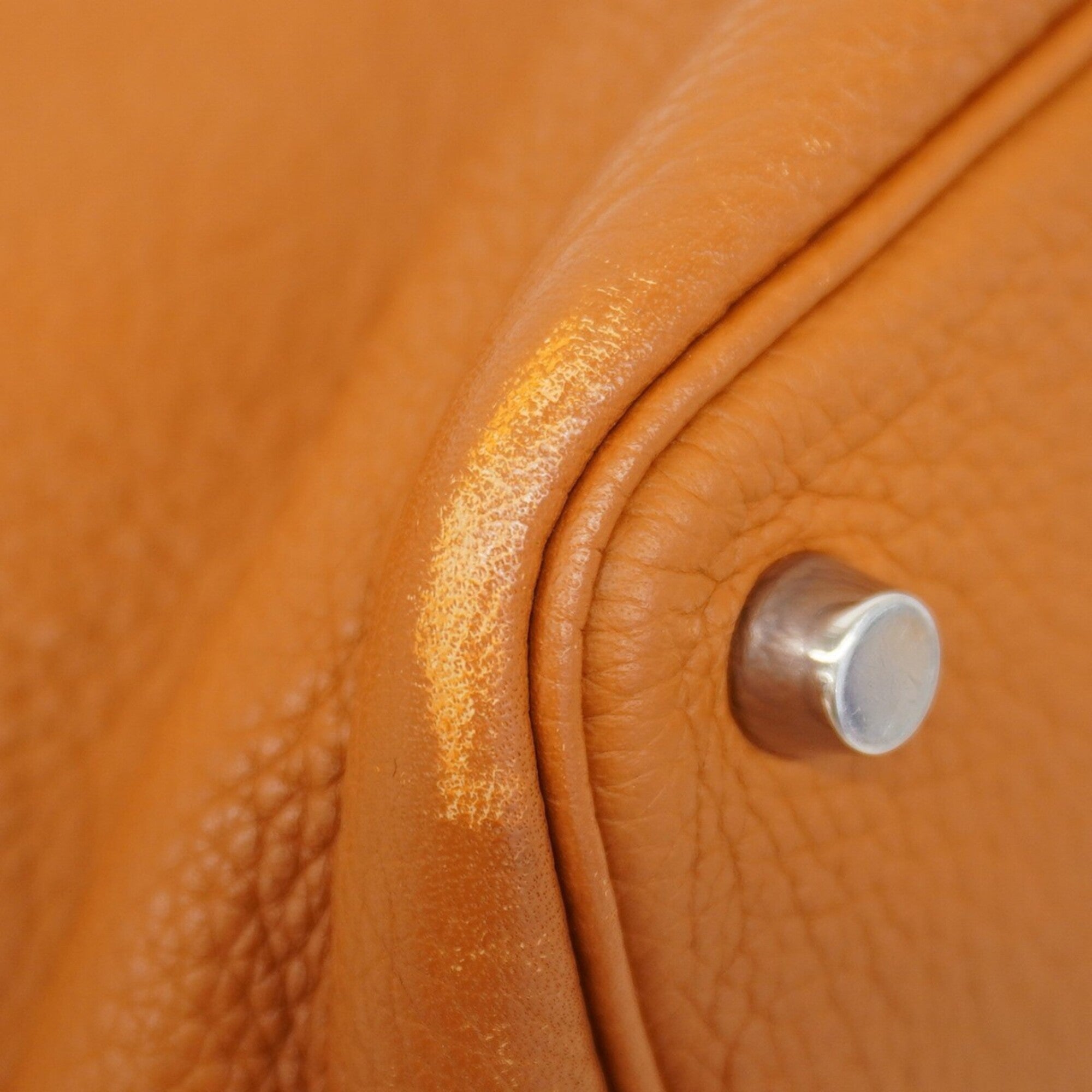 Hermes Gold Taurillon Clemence Leather Handbag (Pre-Owned)