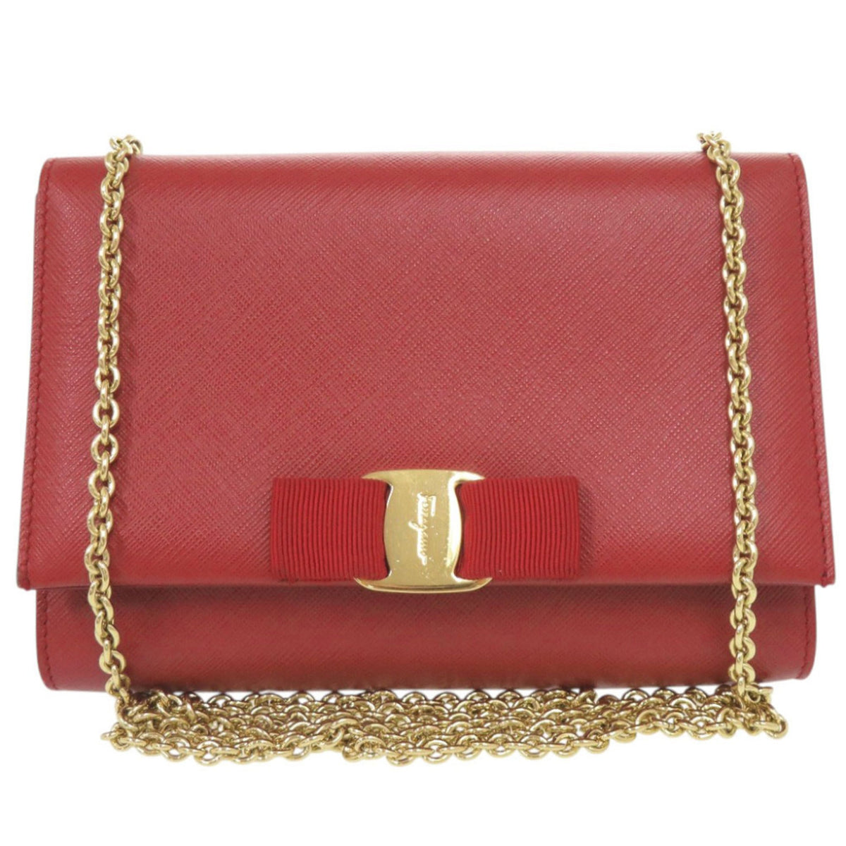 Salvatore Ferragamo Red Color Leather Shoulder Bag (Pre-Owned)