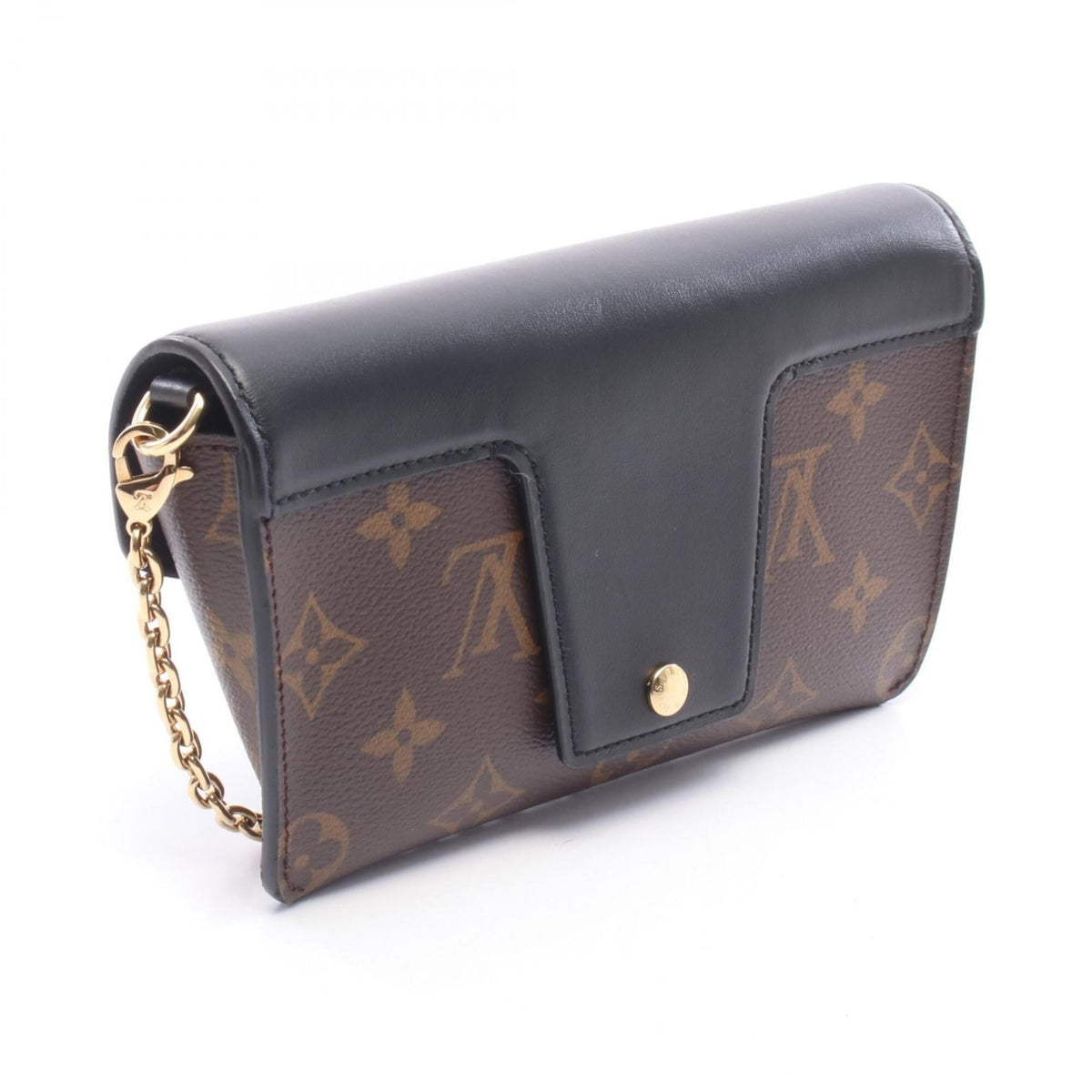 Louis Vuitton Black Brown Monogram Coated Canvas Leather Handbag Shoulder Bag (Pre-Owned)