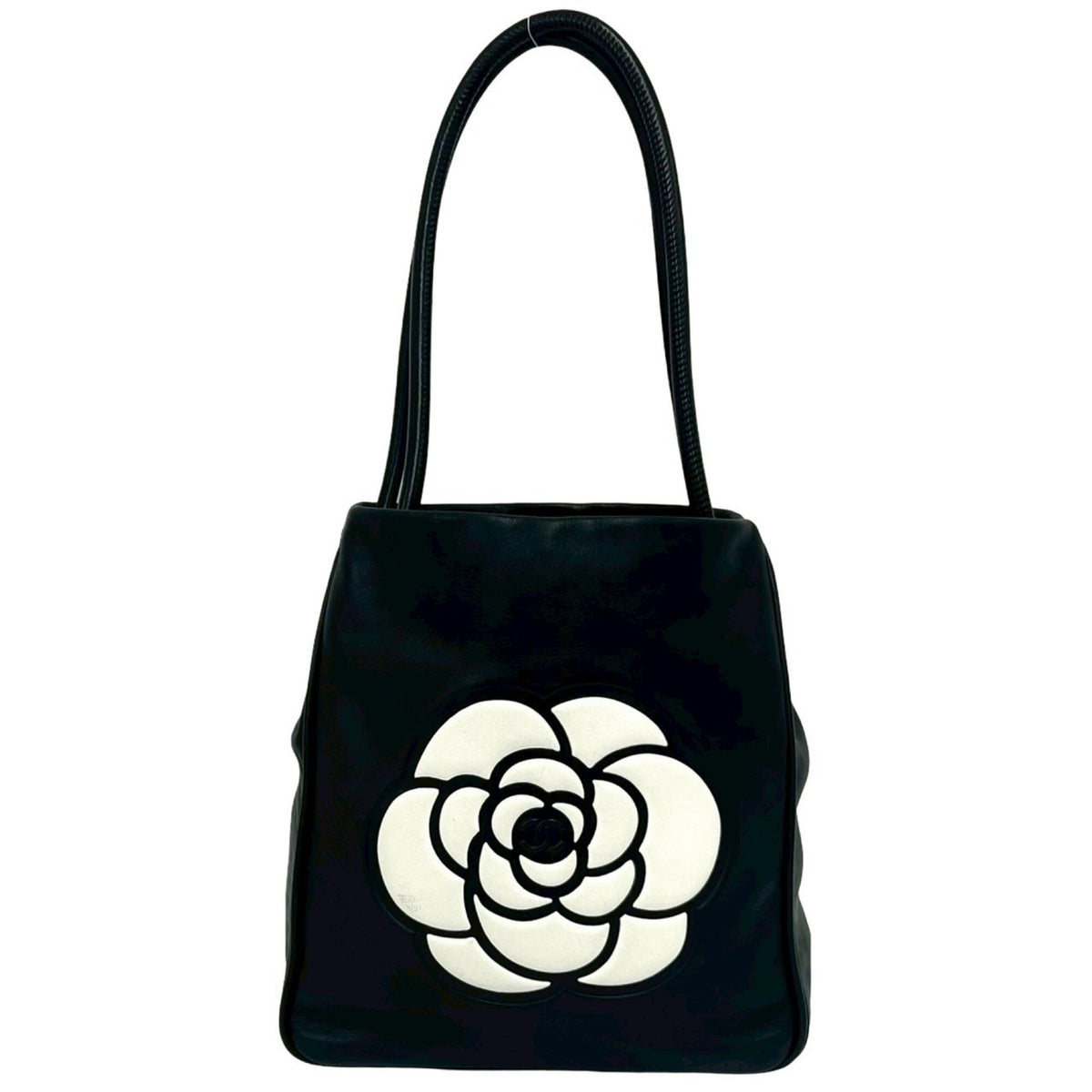 Chanel Black Leather Handbag Shoulder Bag Tote Bag (Pre-Owned)
