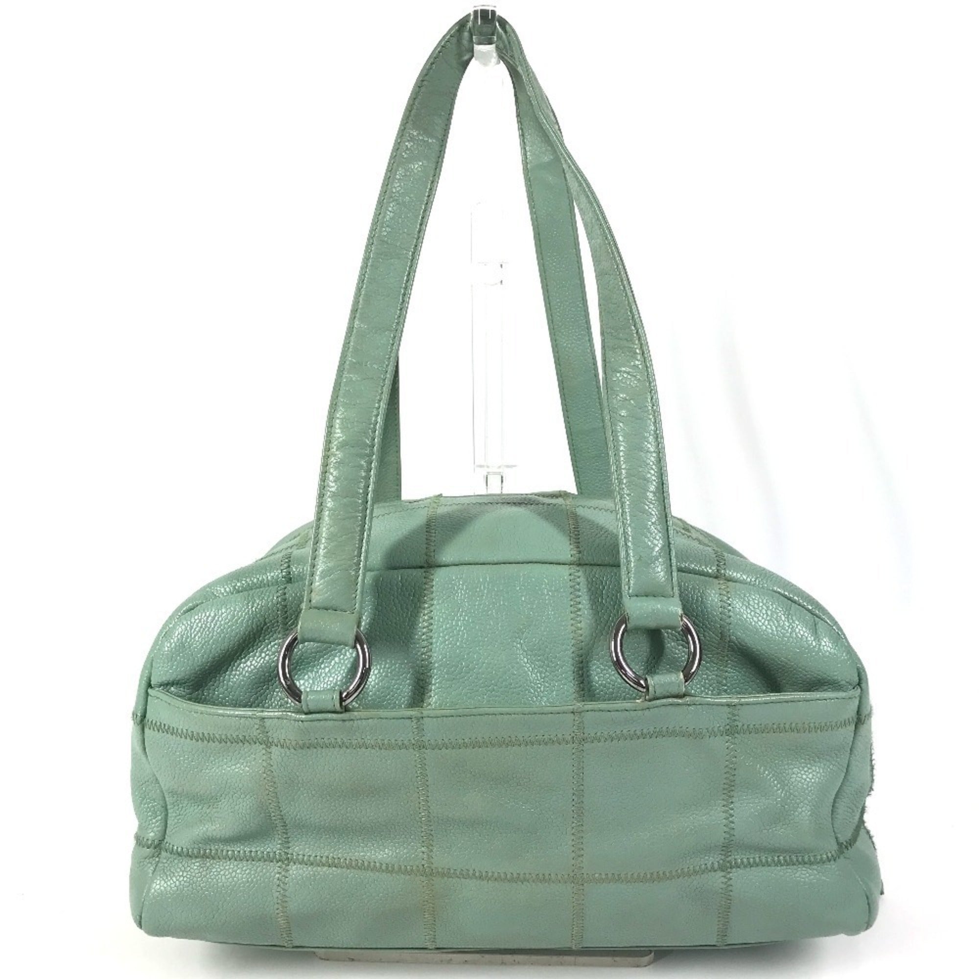 Chanel Chocolate Bar Blue Grained Calfskin Boston Bag Shoulder Bag (Pre-Owned)