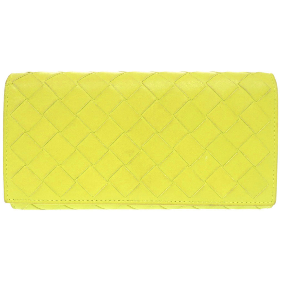 Bottega Veneta Green Yellow Intrecciato Long Wallet (Bi-Fold) (Pre-Owned)