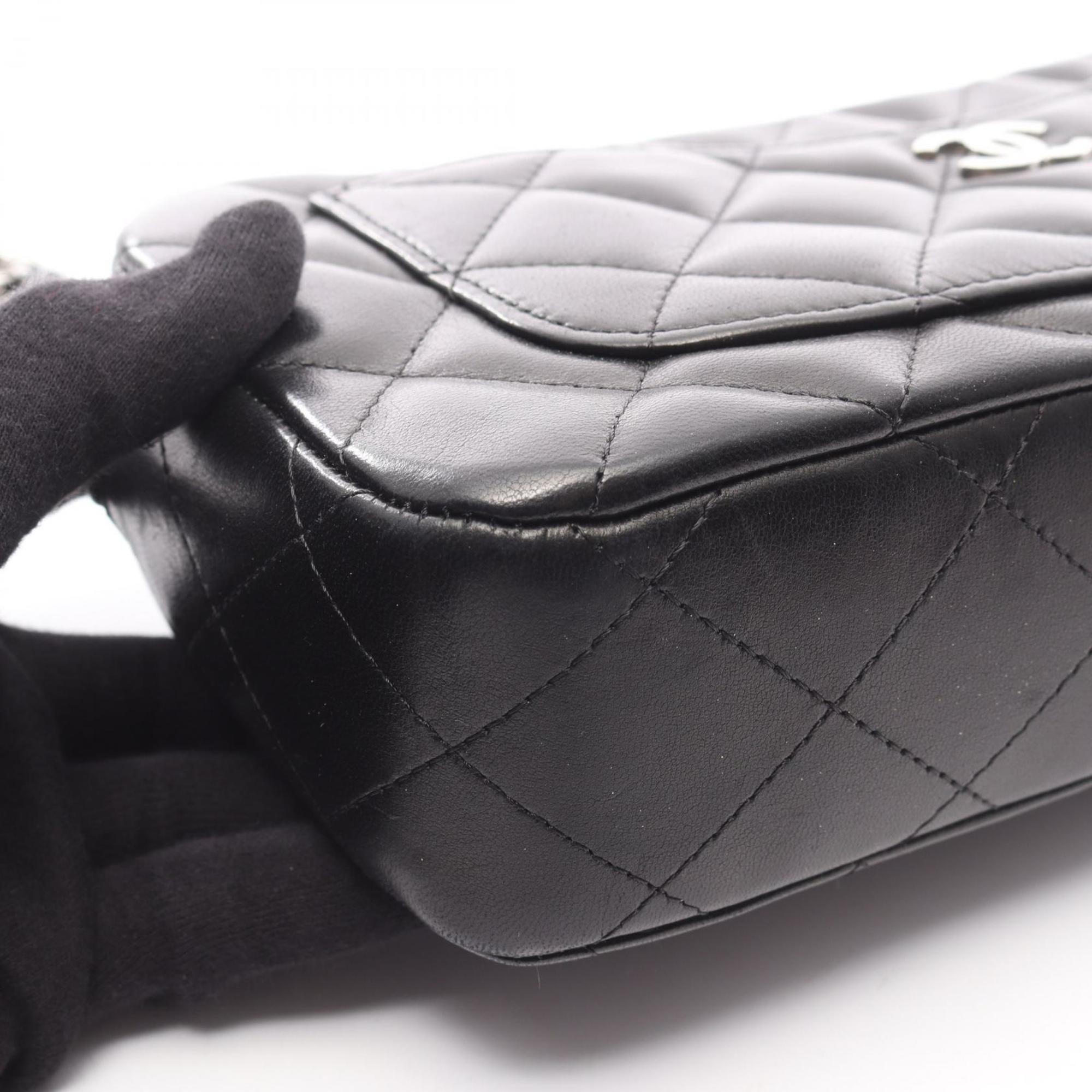 Chanel Black Leather Handbag Shoulder Bag (Pre-Owned)