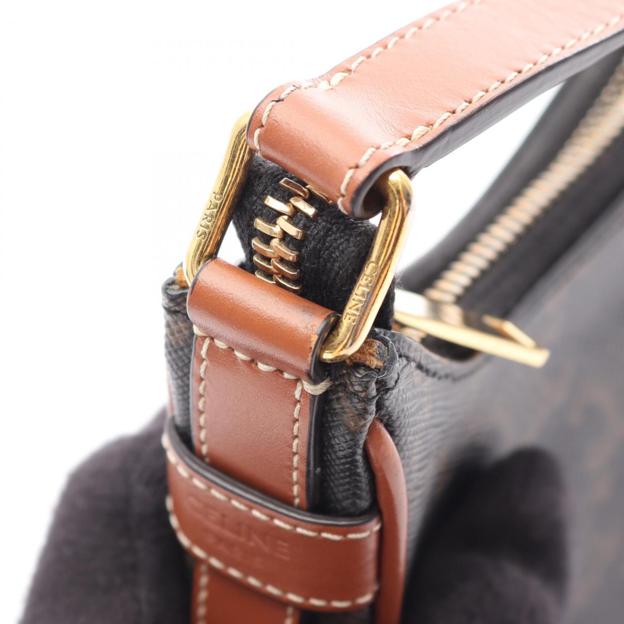 Celine Black Brown Coated Canvas Leather Handbag (Pre-Owned)
