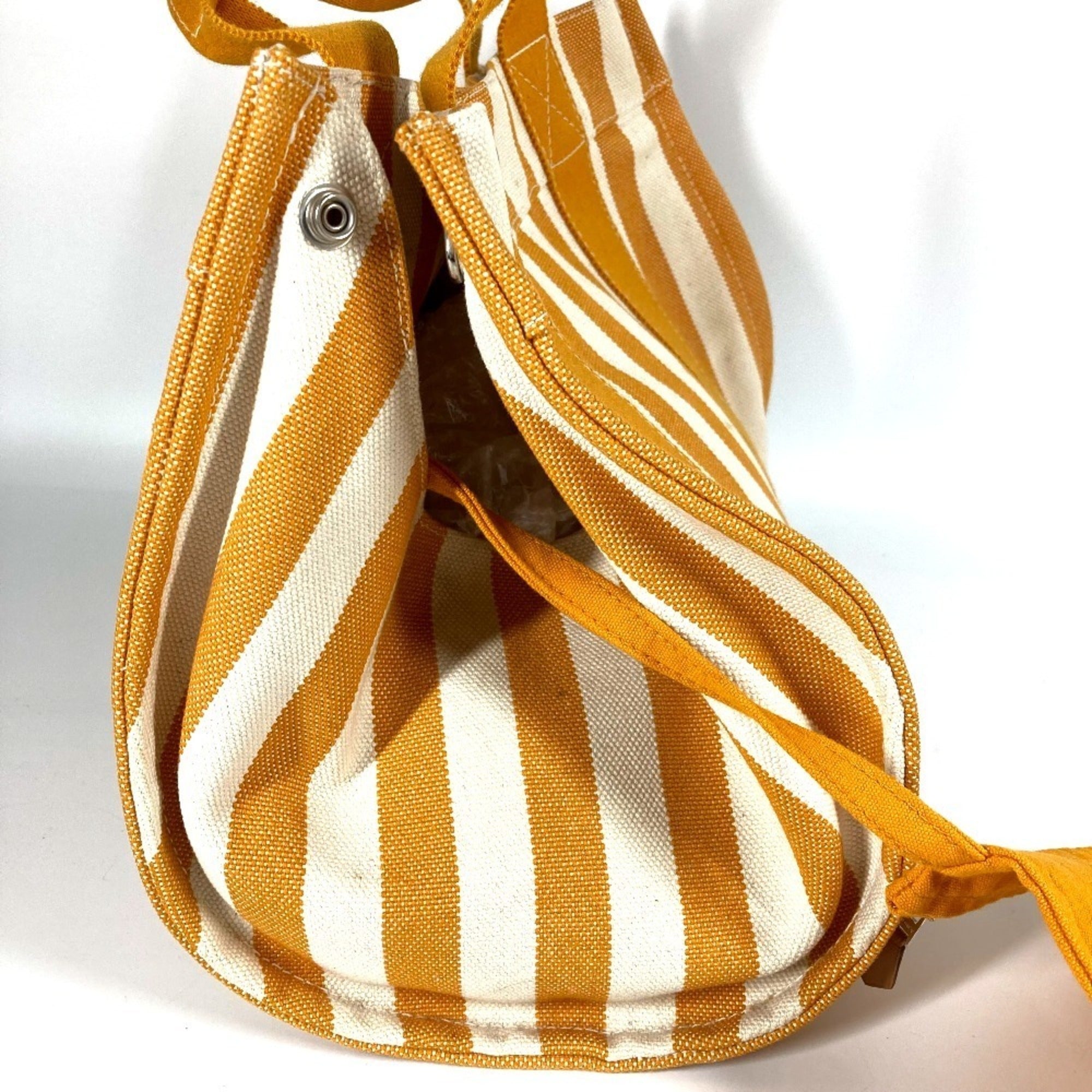 Hermes White Yellow Cotton Handbag Pouch Tote Bag (Pre-Owned)