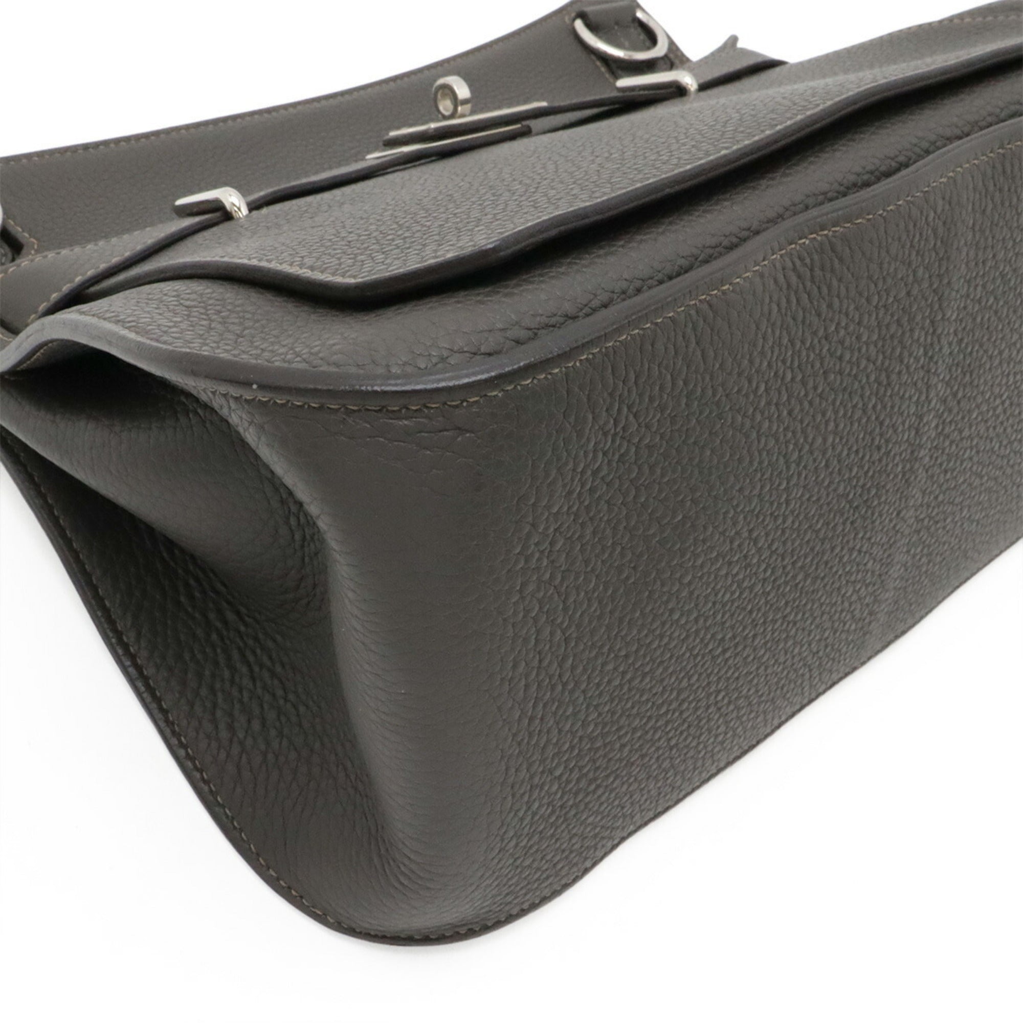 Hermes Gray Leather Handbag Shoulder Bag (Pre-Owned)