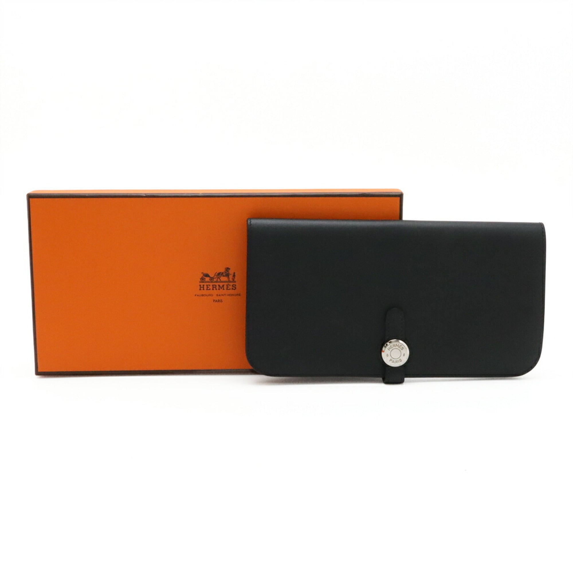 Hermes Black Swift Leather Long Wallet (Bi-Fold) (Pre-Owned)