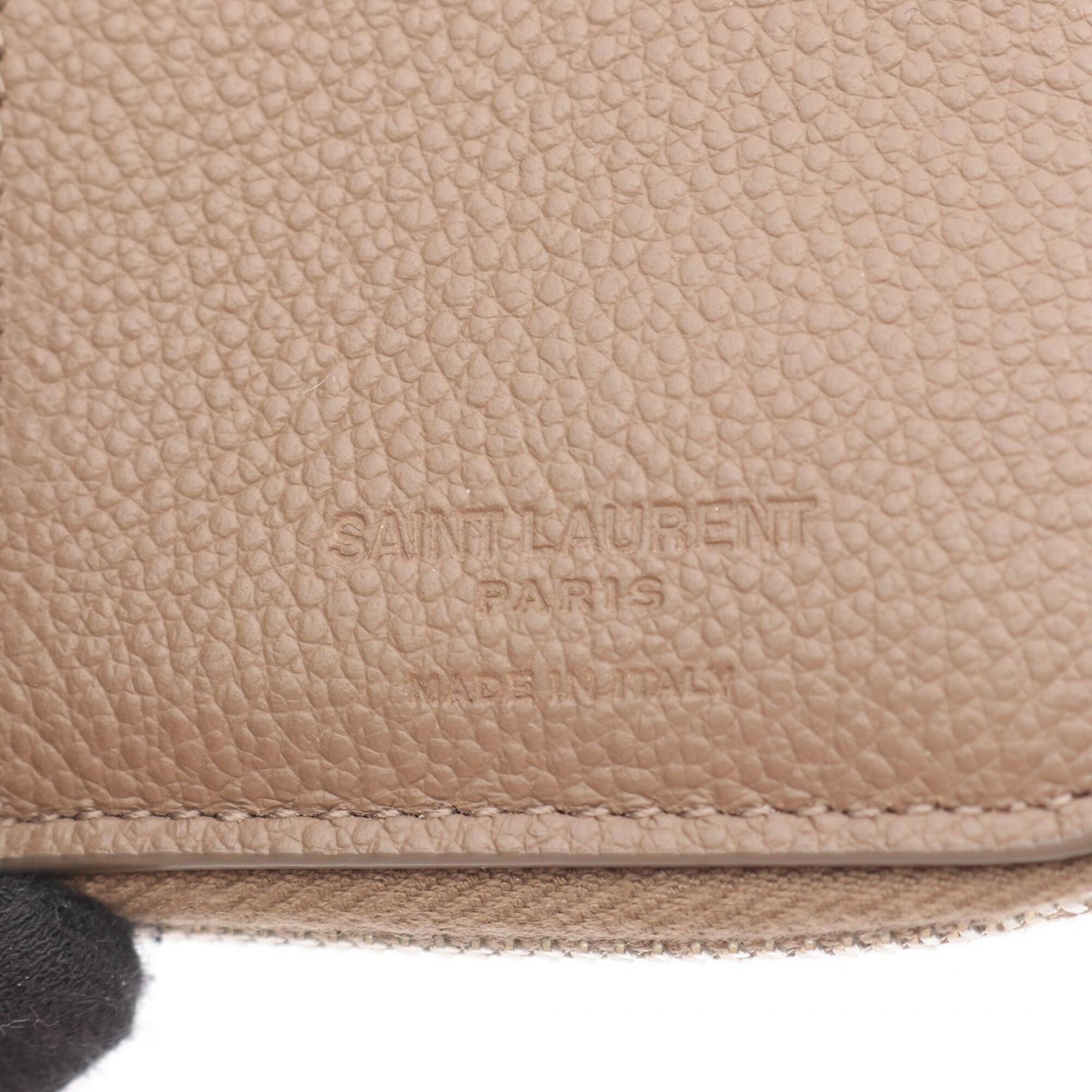 Yves Saint Laurent Gray Leather Wallet (Bi-Fold) (Pre-Owned)