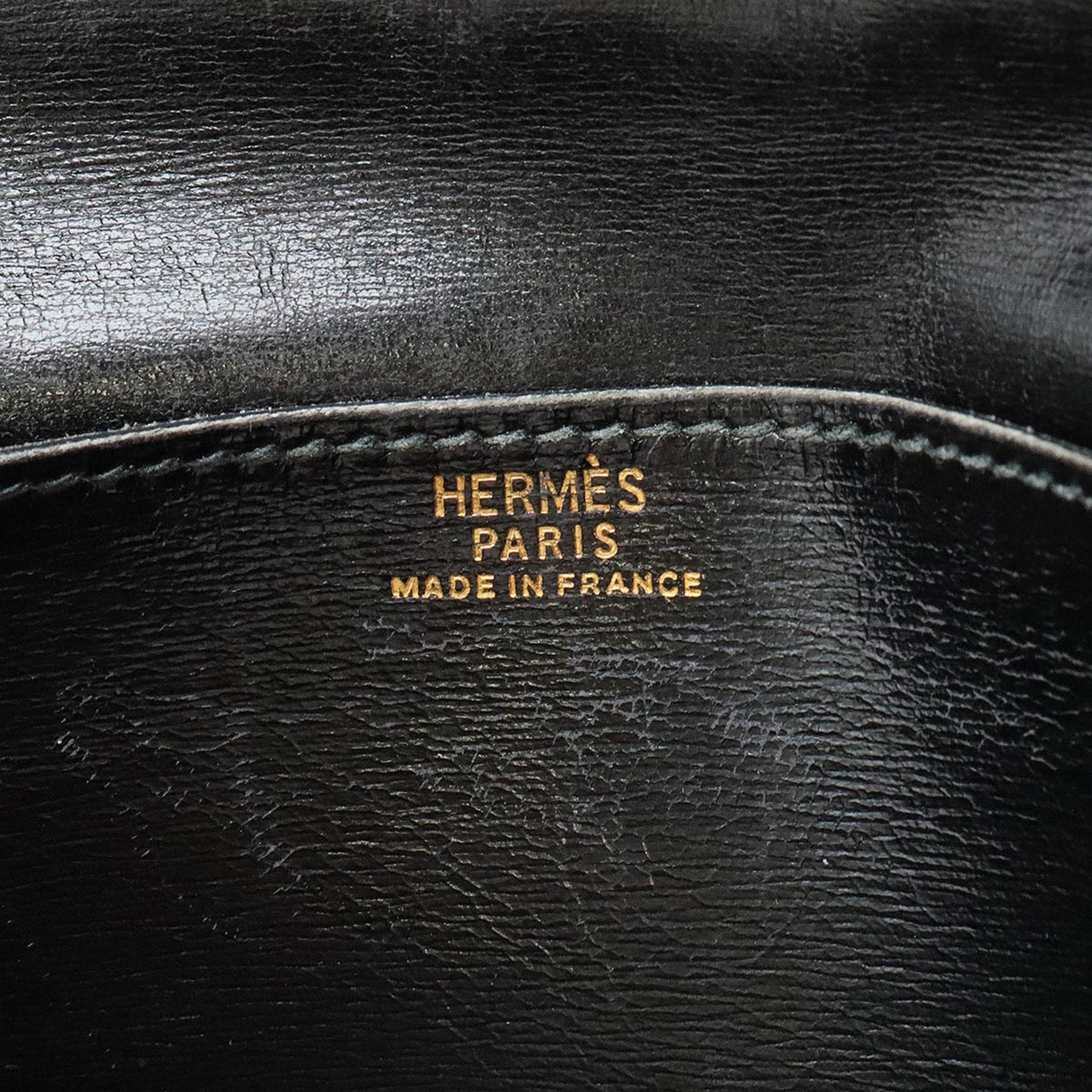 Hermes Black Box Calf Leather Long Bill Wallet (Bi-Fold) (Pre-Owned)