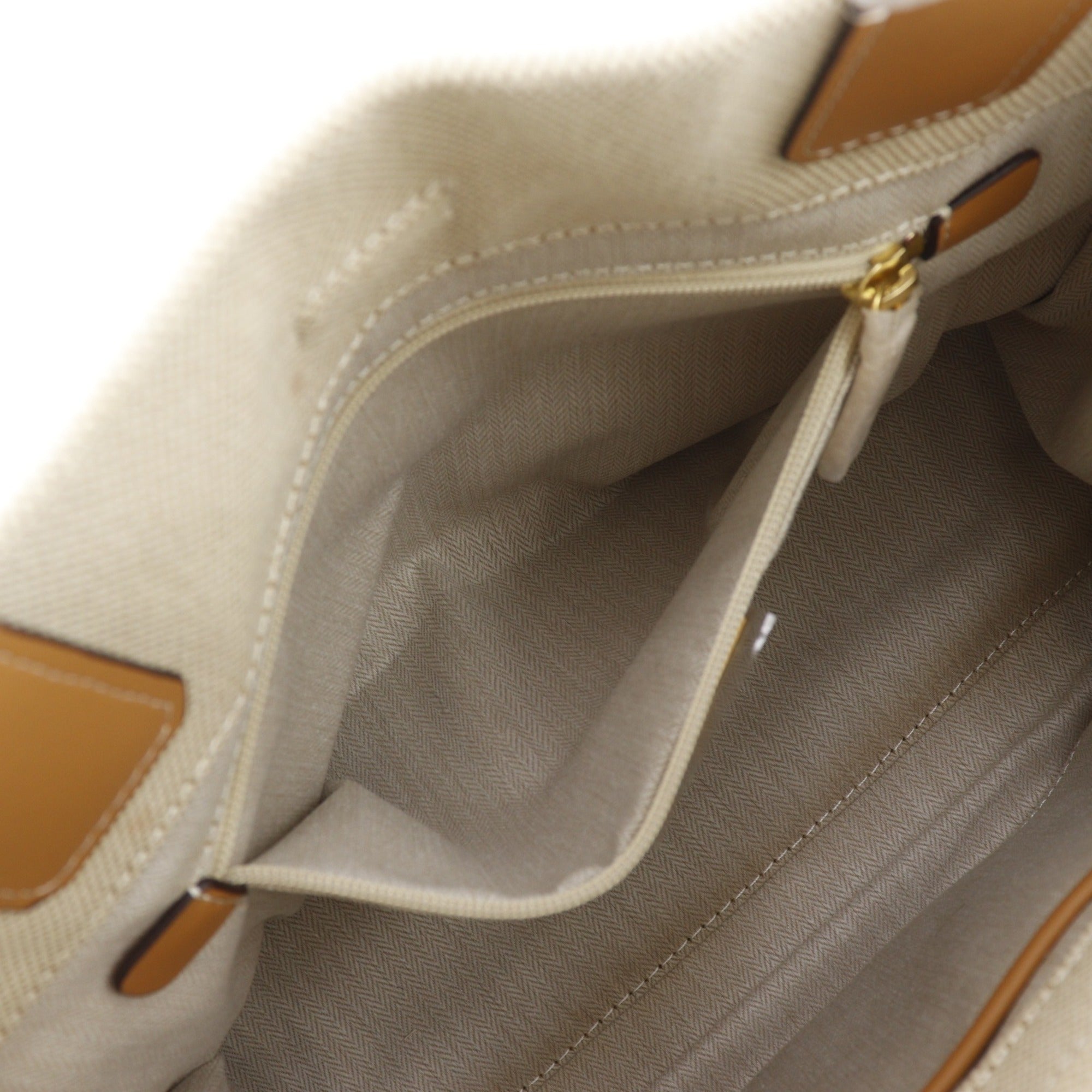 Tory Burch Beige Canvas Leather Tote Bag (Pre-Owned)