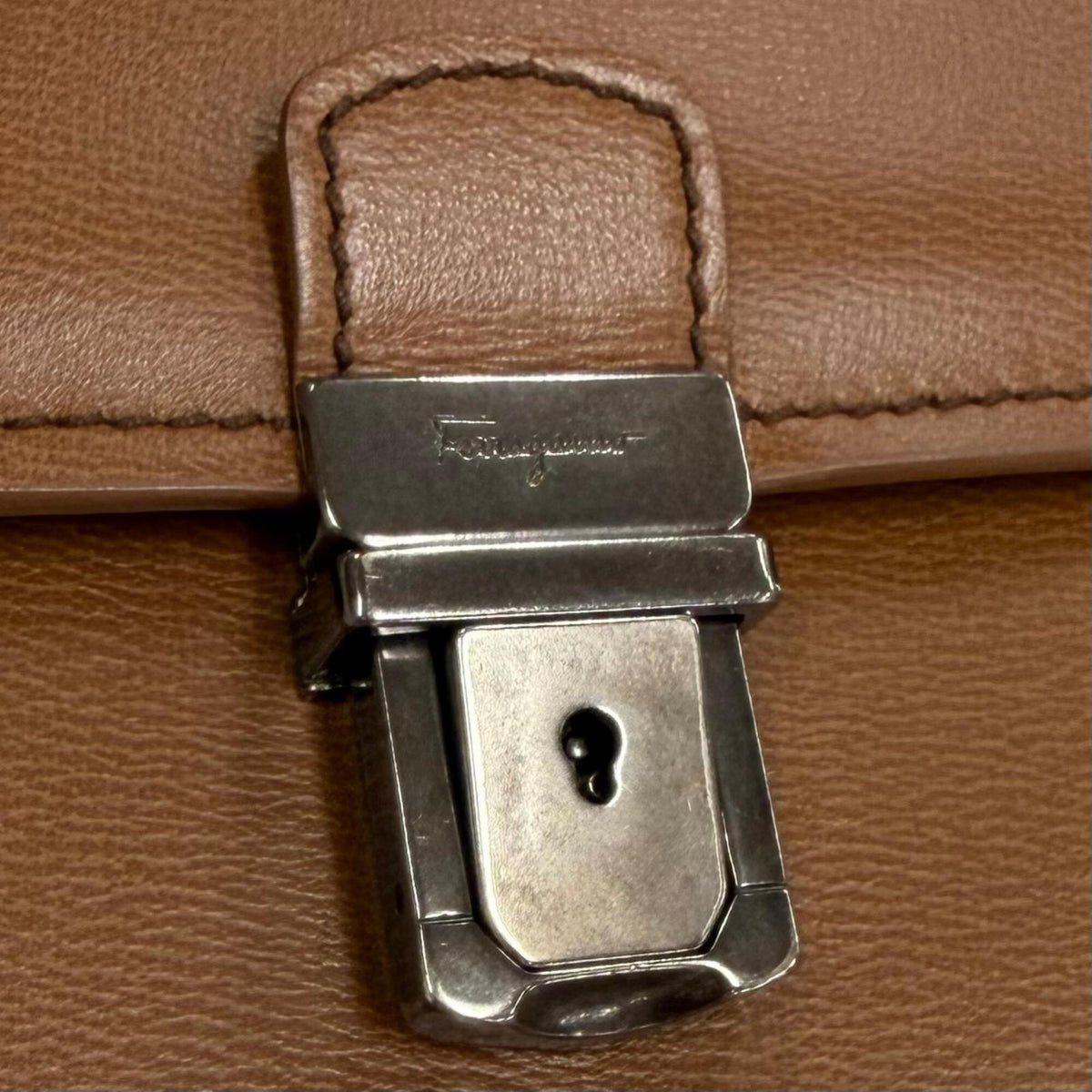 Salvatore Ferragamo Brown Leather Briefcase (Pre-Owned)