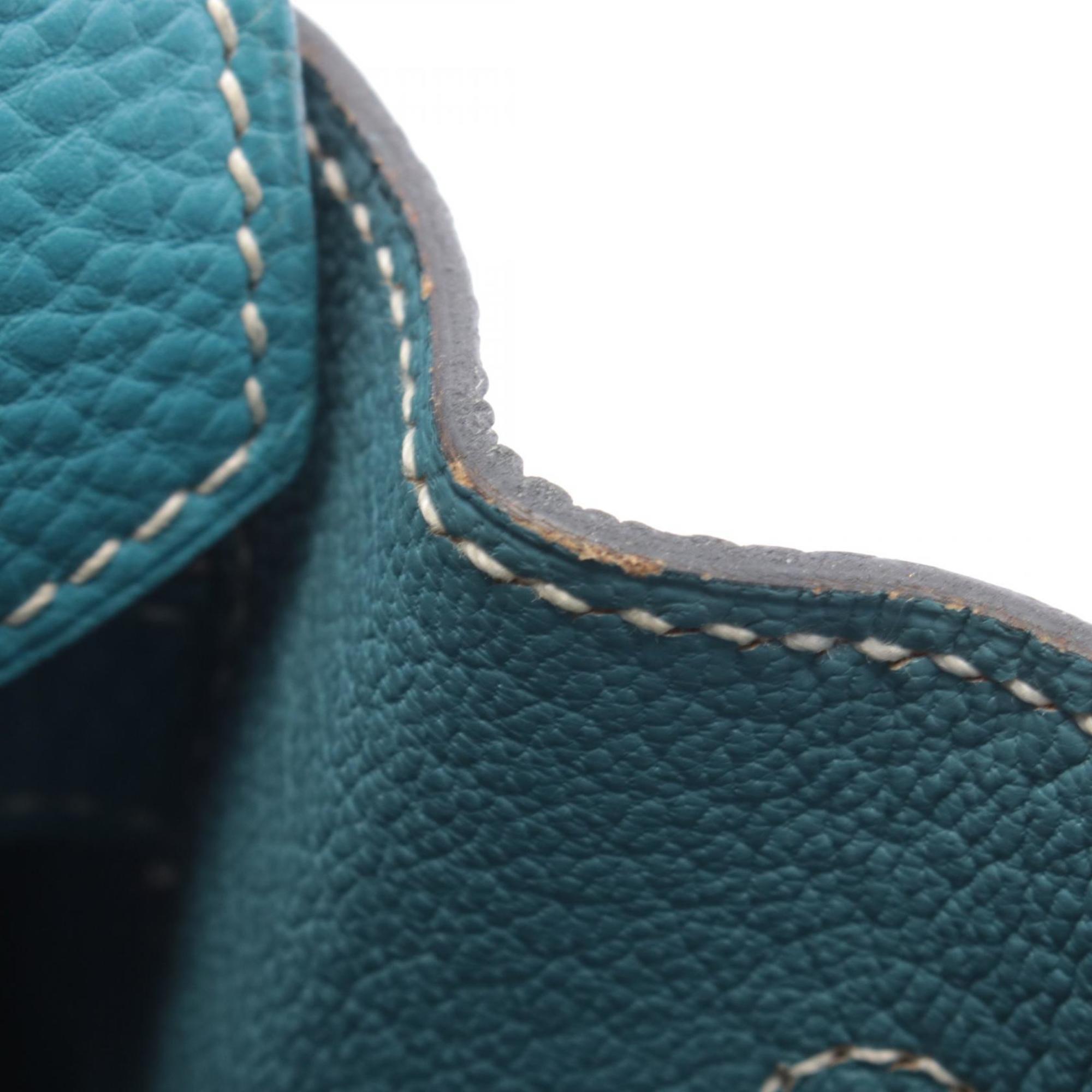 Hermes Blue Blue Jean Togo Leather Handbag (Pre-Owned)