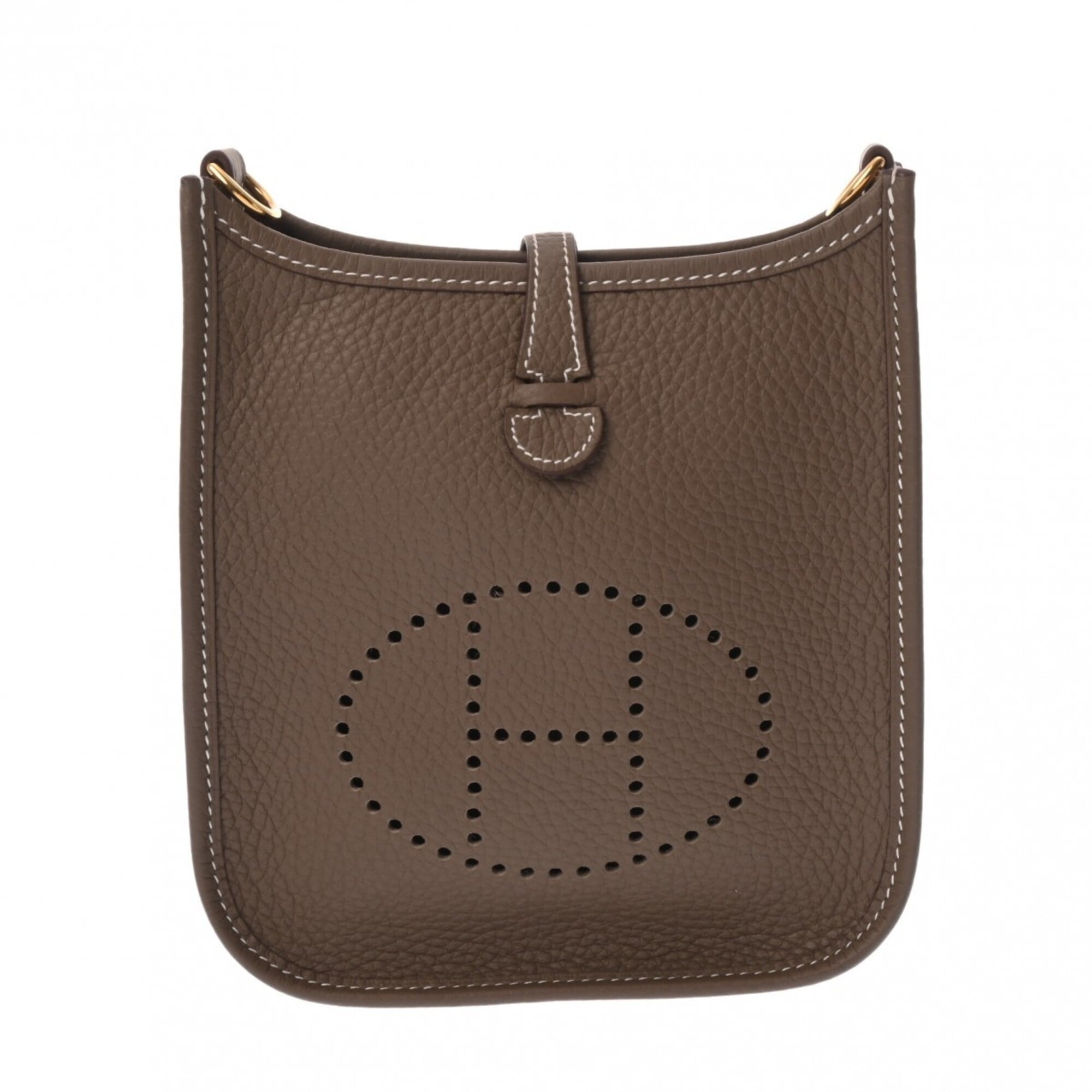 Hermes Etoupe Gray Taurillon Clemence Leather Shoulder Bag (Pre-Owned)
