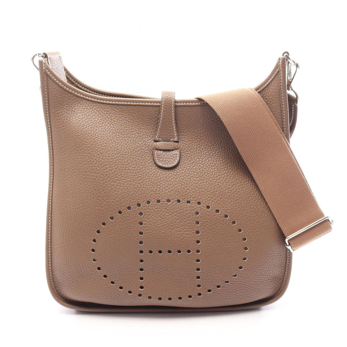 Hermes Etoupe Gray Gray Taurillon Clemence Leather Shoulder Bag (Pre-Owned)