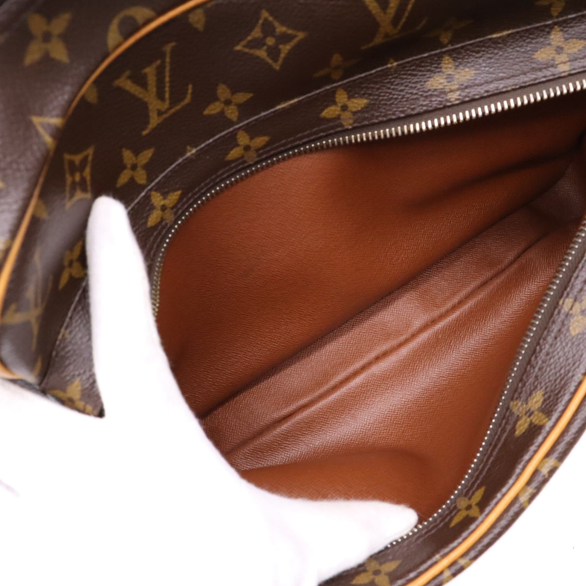 Louis Vuitton Monogram Beige Brown Coated Canvas Leather Shoulder Bag (Pre-Owned)