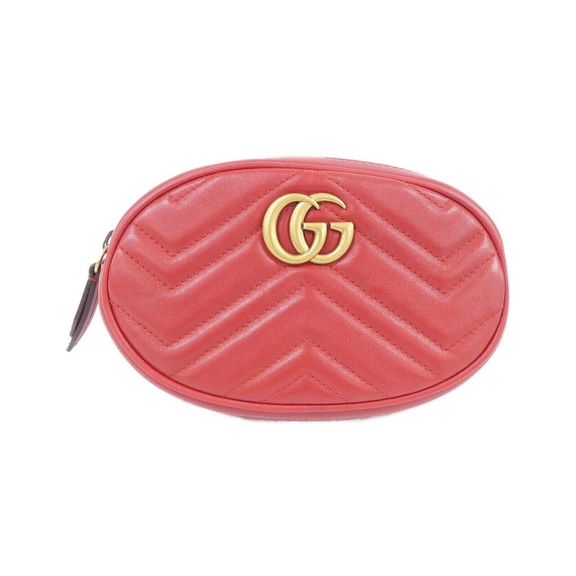 Gucci Gg Marmont Red Color Leather Fanny Pack (Pre-Owned)