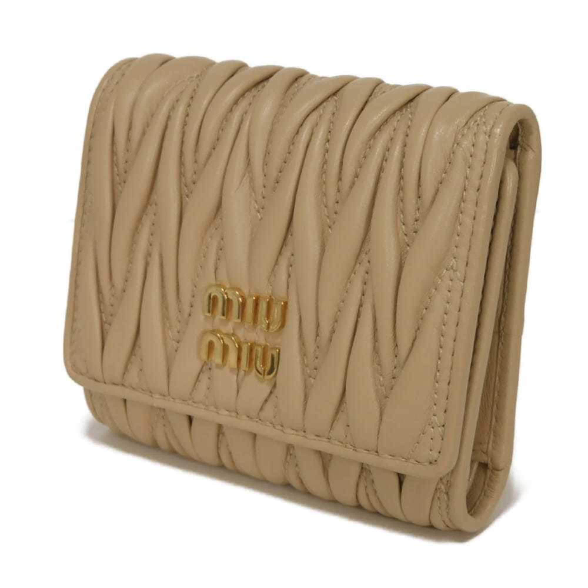 Miu Miu Beige Leather Wallet (Tri-Fold) (Pre-Owned)