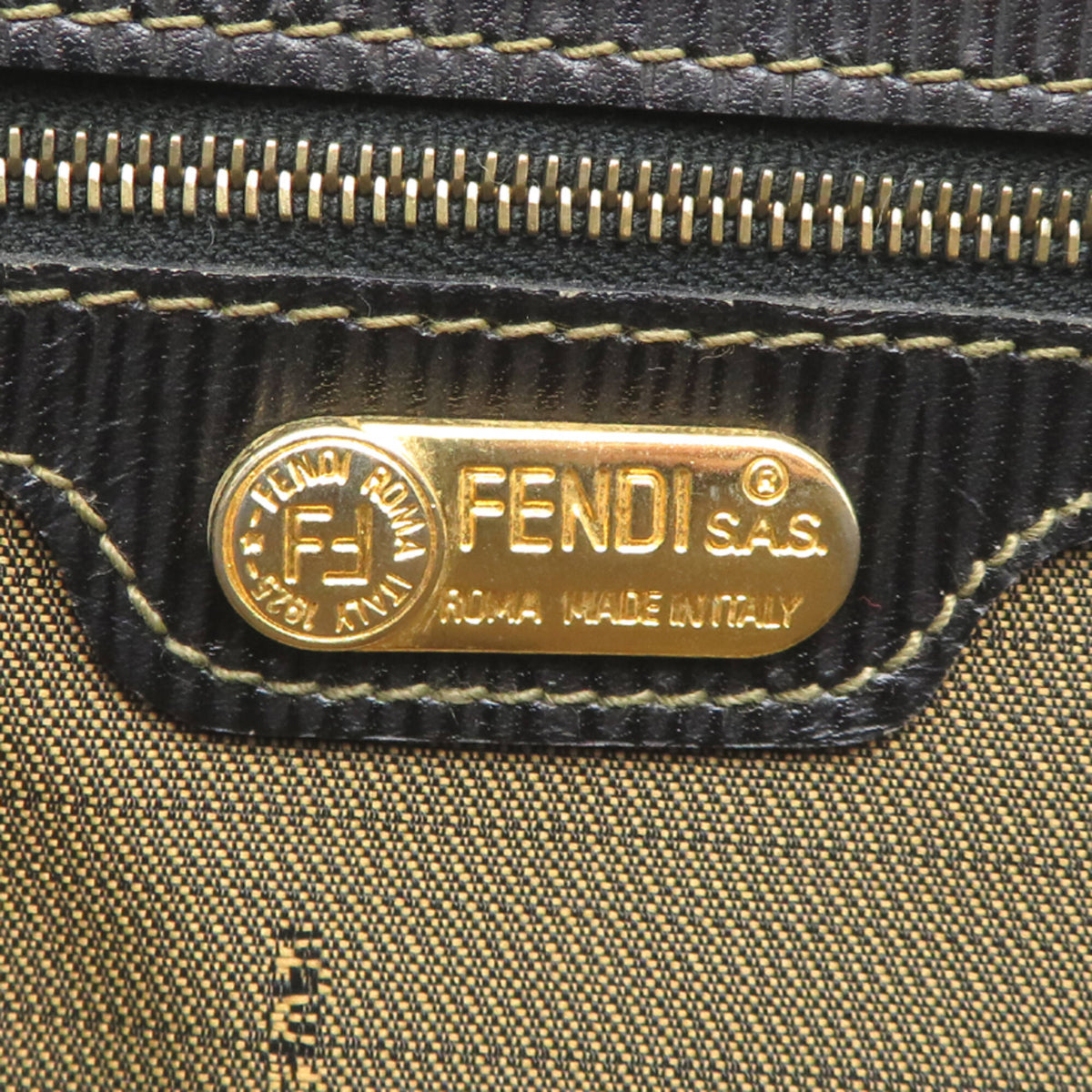 Fendi Brown Canvas Handbag Tote Bag (Pre-Owned)