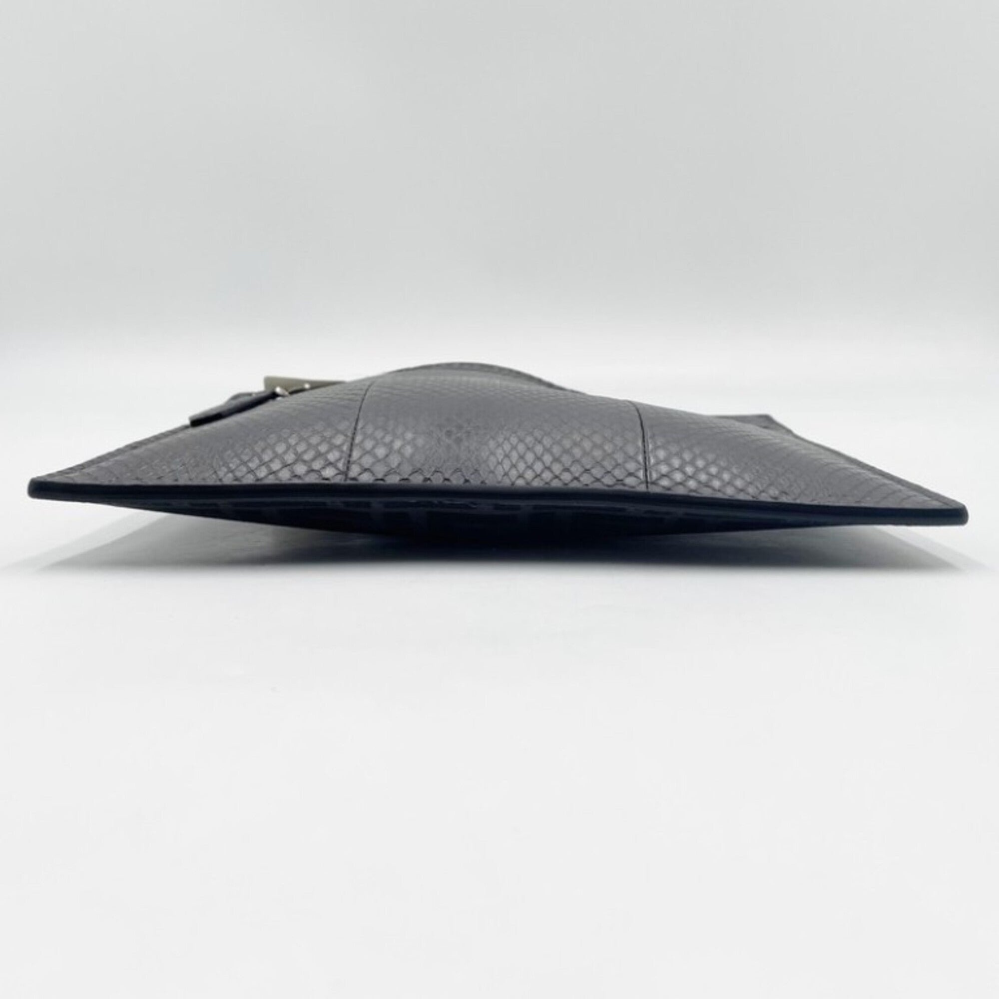 Fendi Black Gray Pvc Leather Clutch Bag (Pre-Owned)