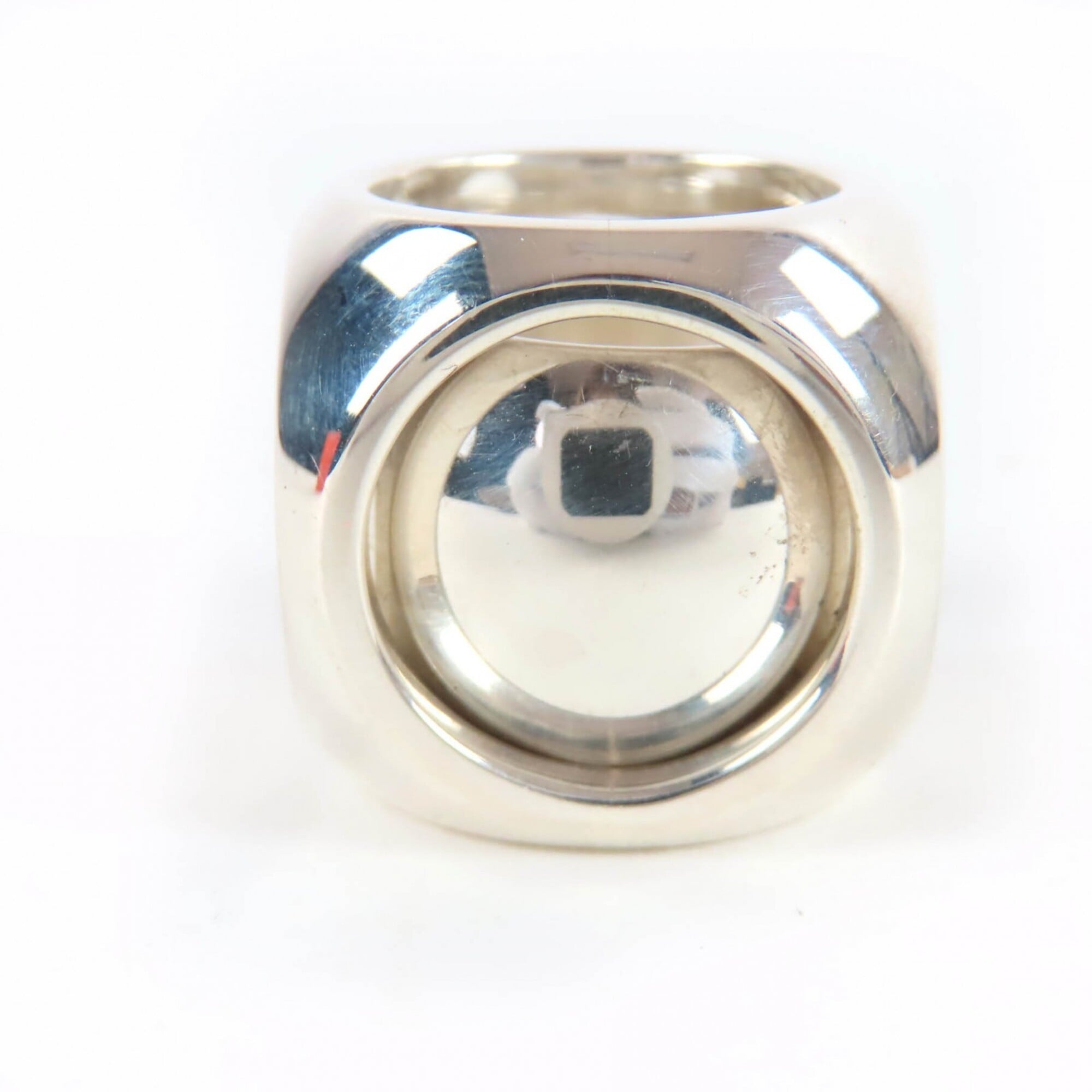 Hermes Sellier Silver Silver 925 Band Ring (Pre-Owned)