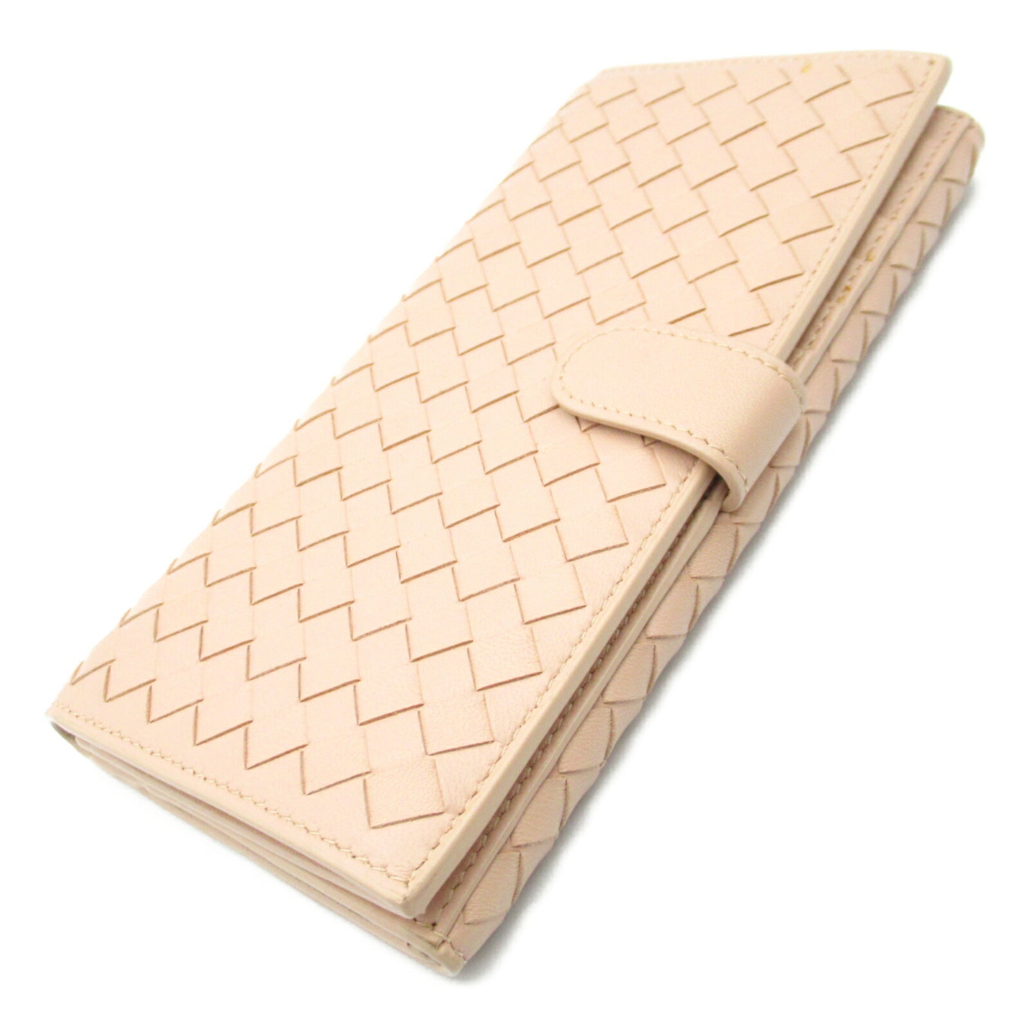 Bottega Veneta Pink Beige Leather Long Wallet (Bi-Fold) (Pre-Owned)