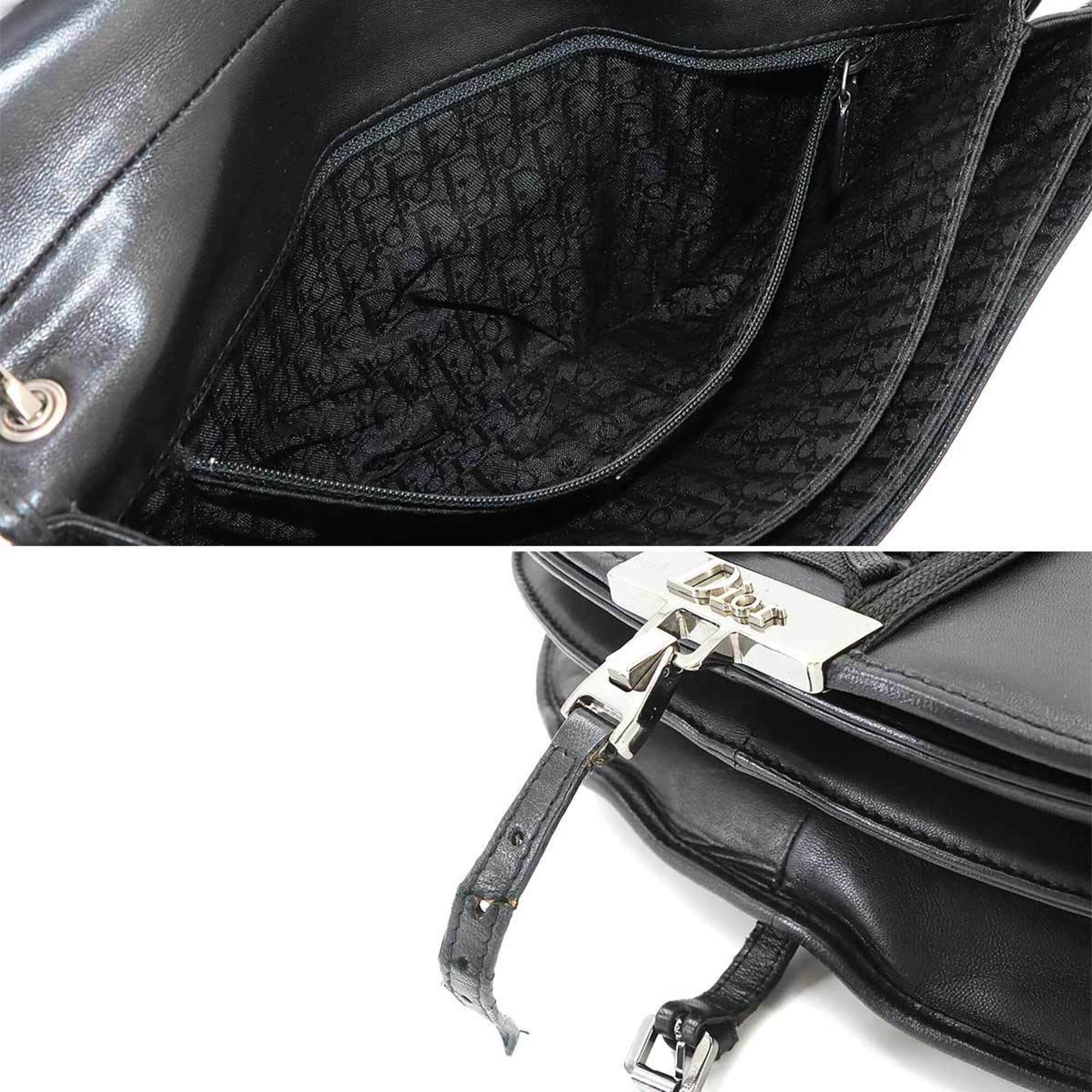 Christian Dior Black Leather Handbag Shoulder Bag (Pre-Owned)