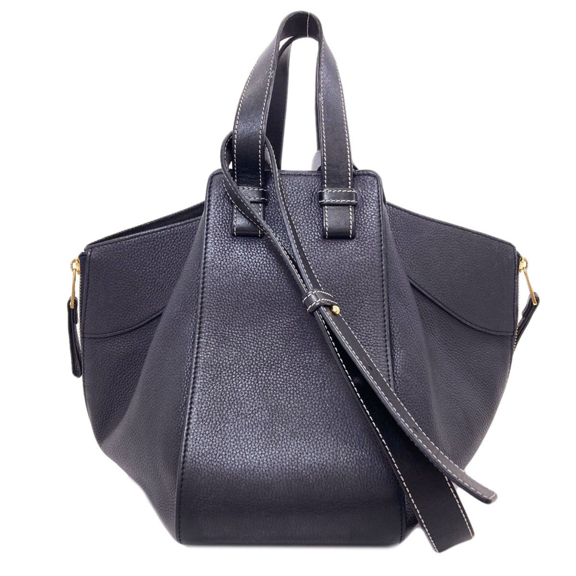 Loewe Hammock Black Dark Navy Leather Handbag (Pre-Owned)