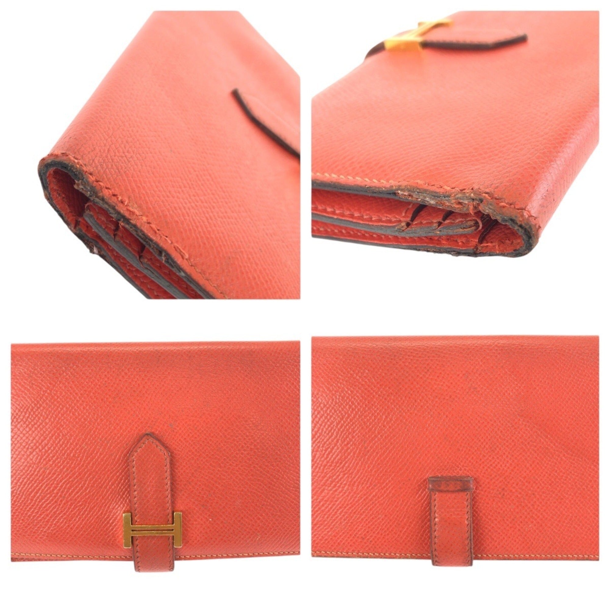 Hermes Orange Epsom Leather Long Wallet (Bi-Fold) (Pre-Owned)