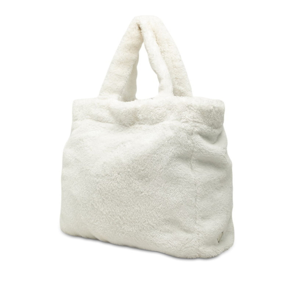 Prada White Pile Fabric Handbag Tote Bag (Pre-Owned)
