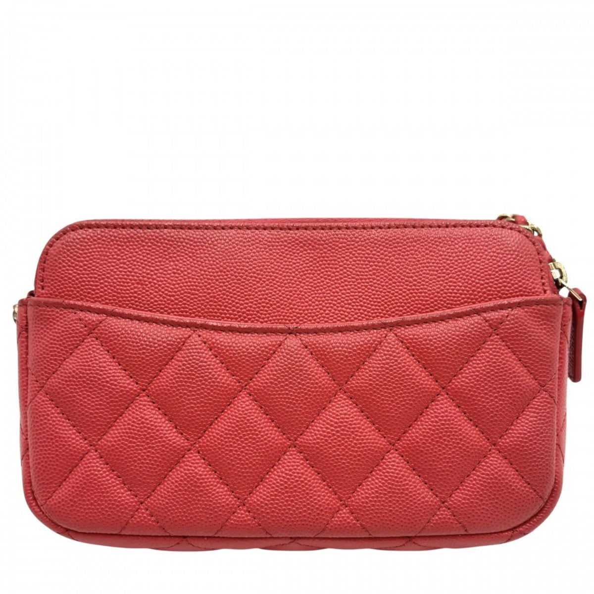 Chanel Matelasse Red Color Grained Calfskin Pouch (Pre-Owned)
