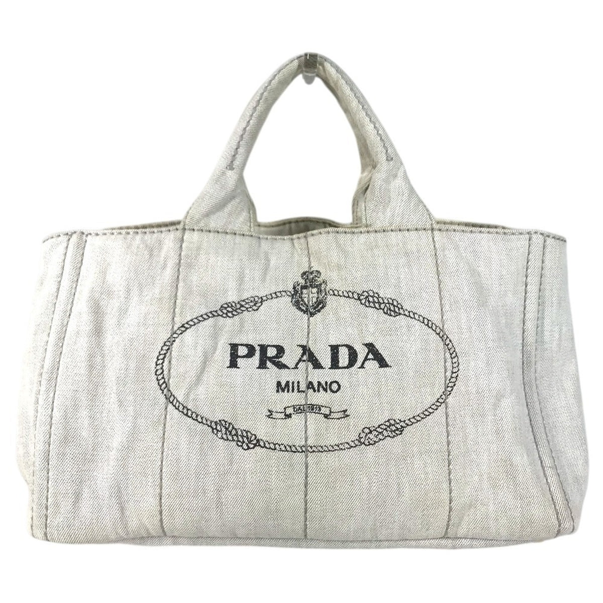 Prada White Cotton Handbag Tote Bag (Pre-Owned)