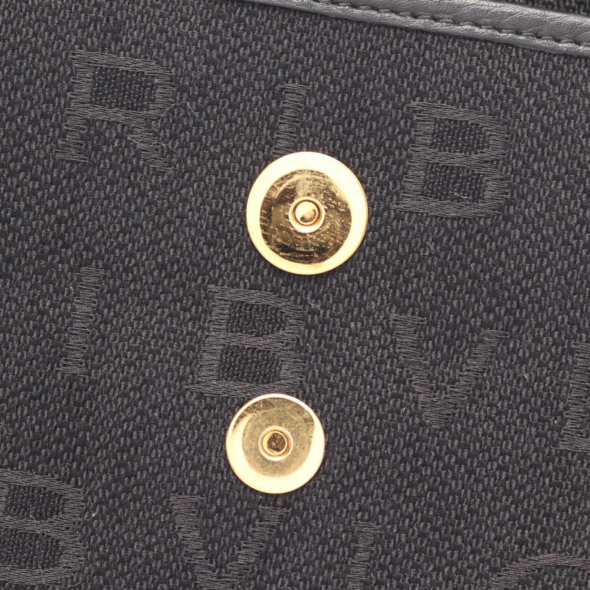 Bvlgari Black Canvas Leather Handbag Shoulder Bag (Pre-Owned)