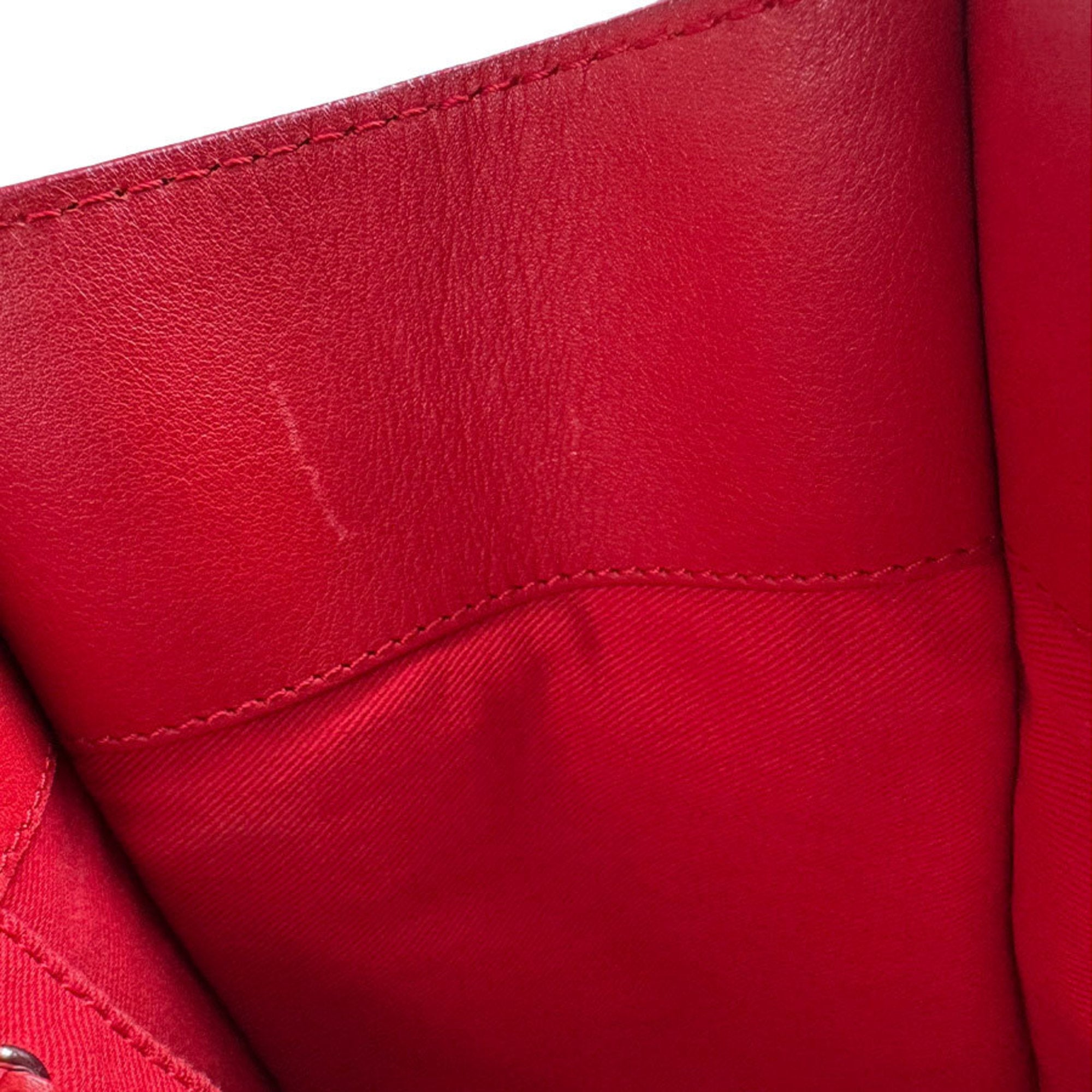 Loewe Red Color Leather Shoulder Bag Tote Bag (Pre-Owned)