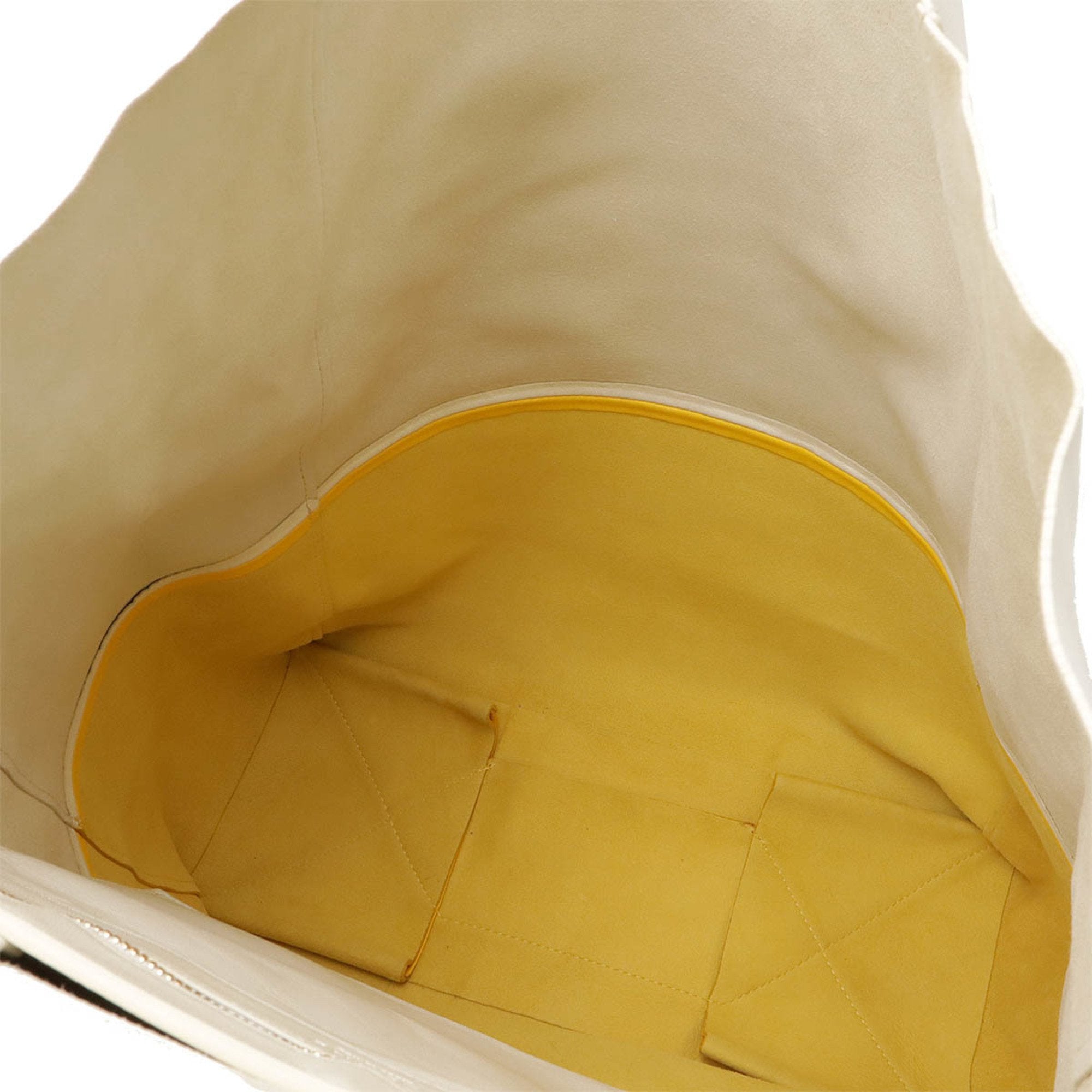 Celine Off-White Yellow Leather Shoulder Bag Tote Bag (Pre-Owned)