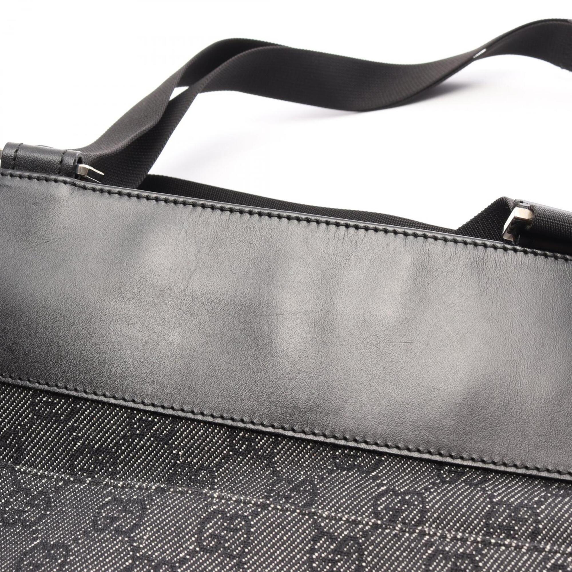 Gucci Black Gg Canvas Leather Handbag Shoulder Bag (Pre-Owned)