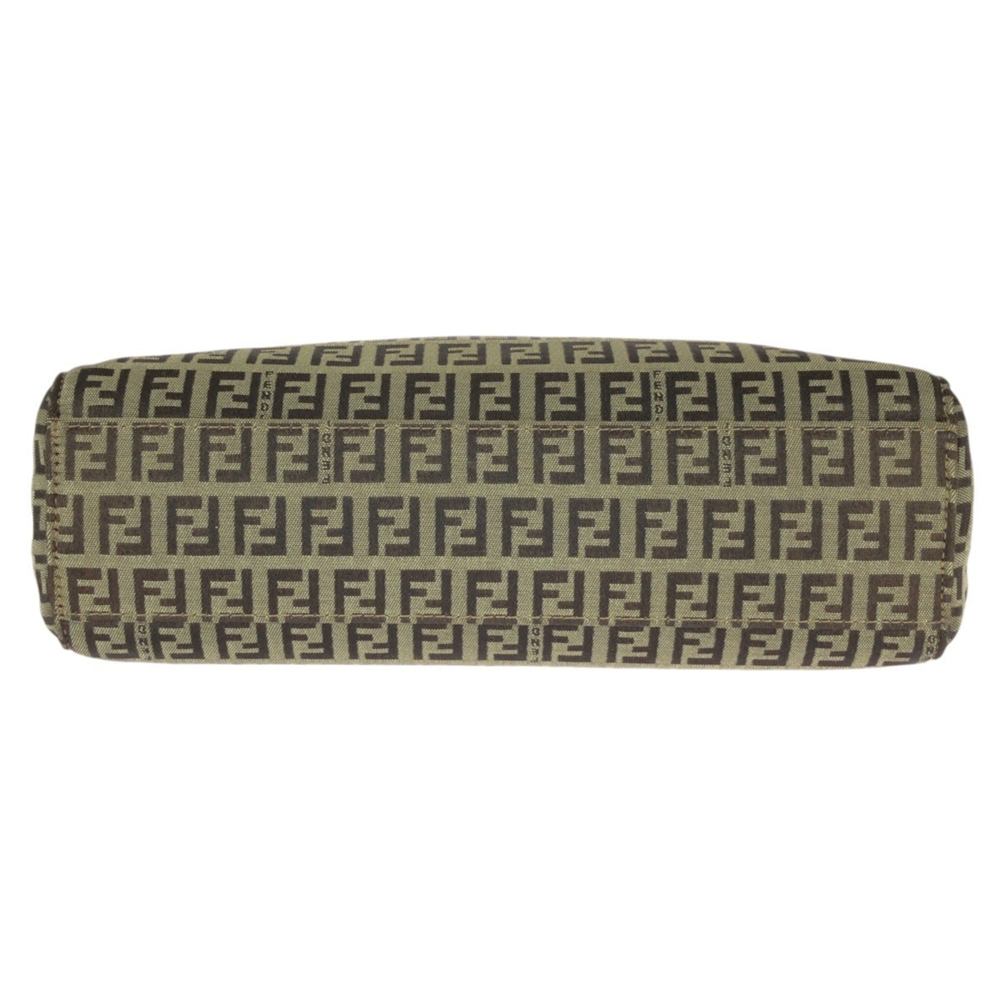 Fendi Beige Brown Canvas Leather Handbag (Pre-Owned)