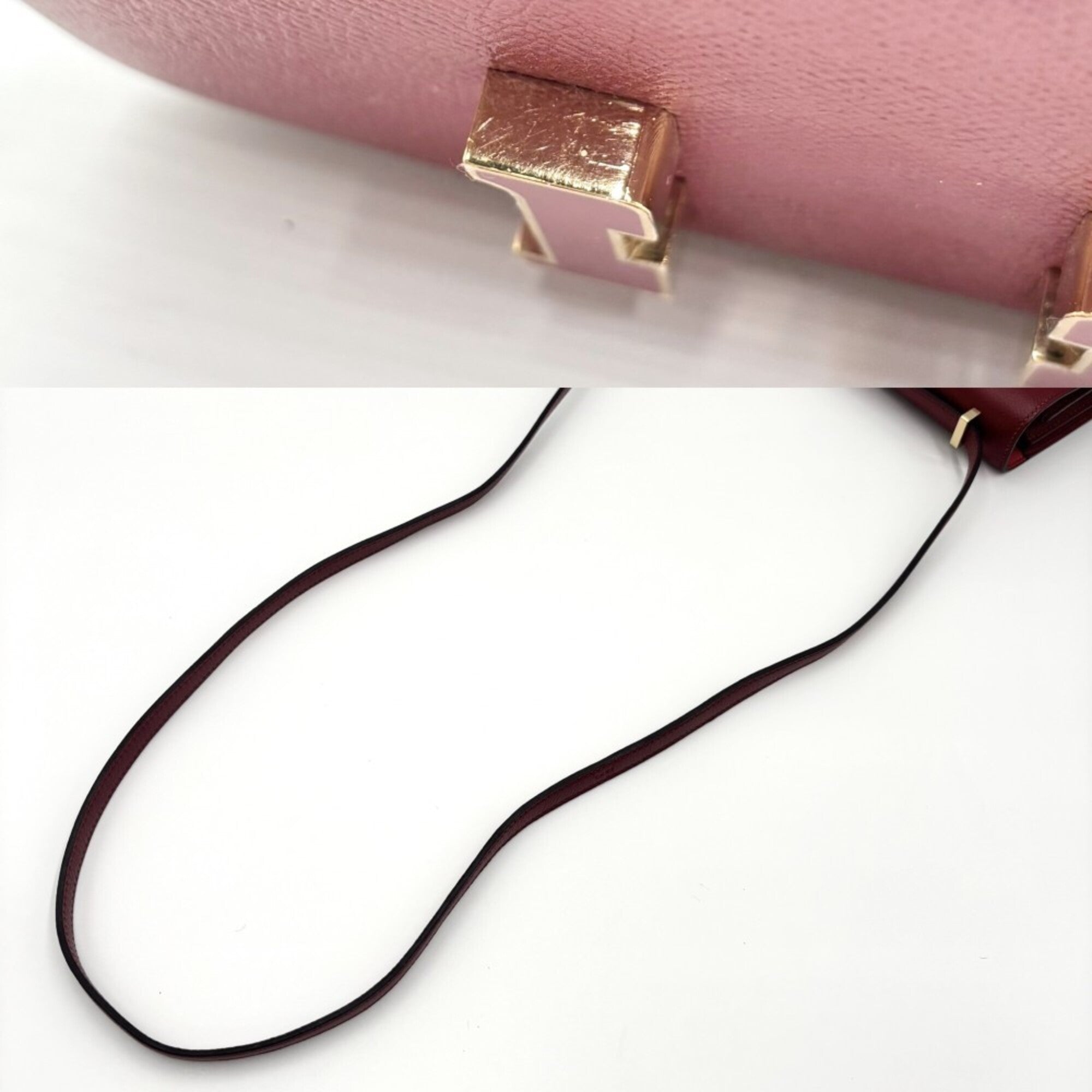 Hermes Red Color Epsom Leather Pochette Shoulder Bag (Pre-Owned)