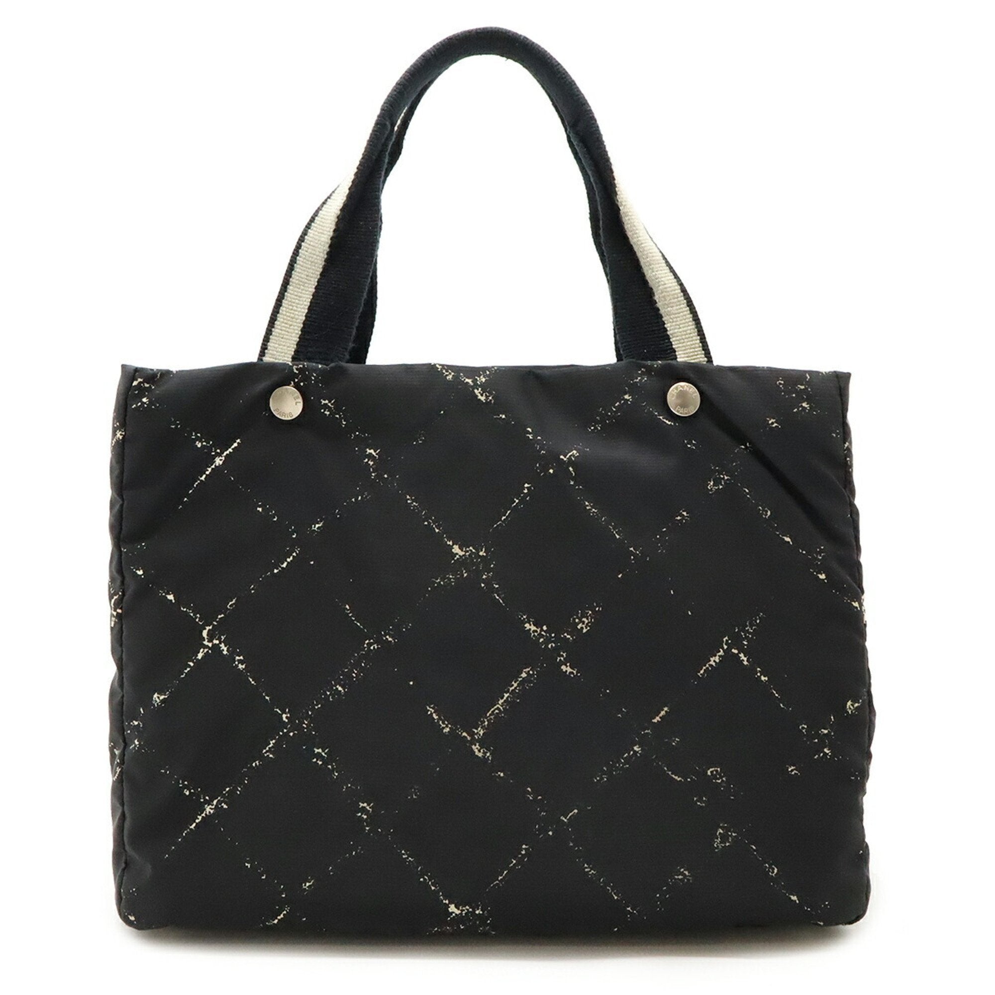 Chanel Travel Line Black Red Color Nylon Handbag Shoulder Bag Tote Bag (Pre-Owned)