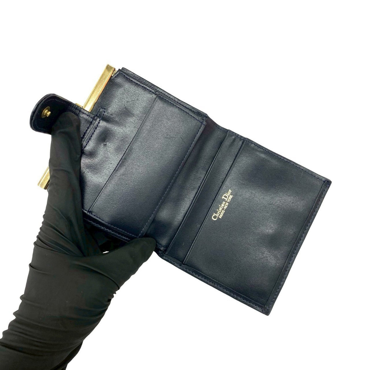Christian Dior Navy Canvas Leather Wallet (Bi-Fold) (Pre-Owned)