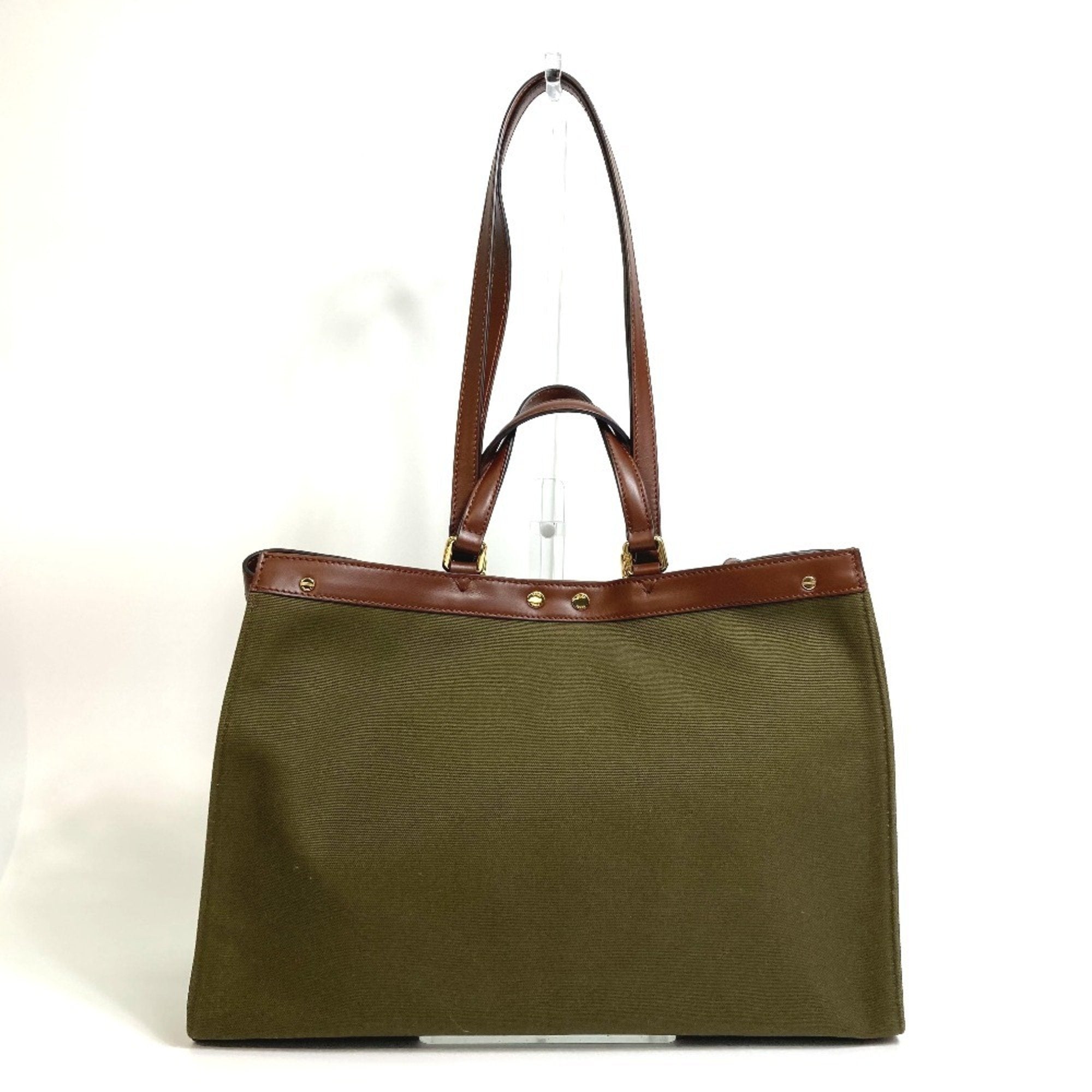 Fendi Green Cotton Shoulder Bag Tote Bag (Pre-Owned)