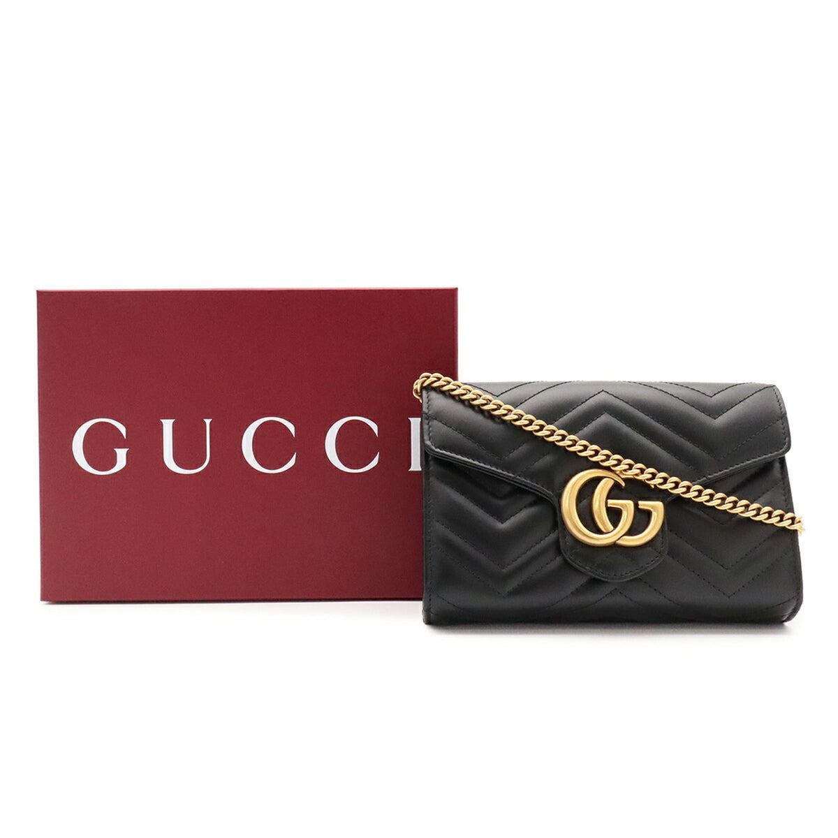 Gucci Black Quilting Leather Clutch Bag Shoulder Bag (Pre-Owned)