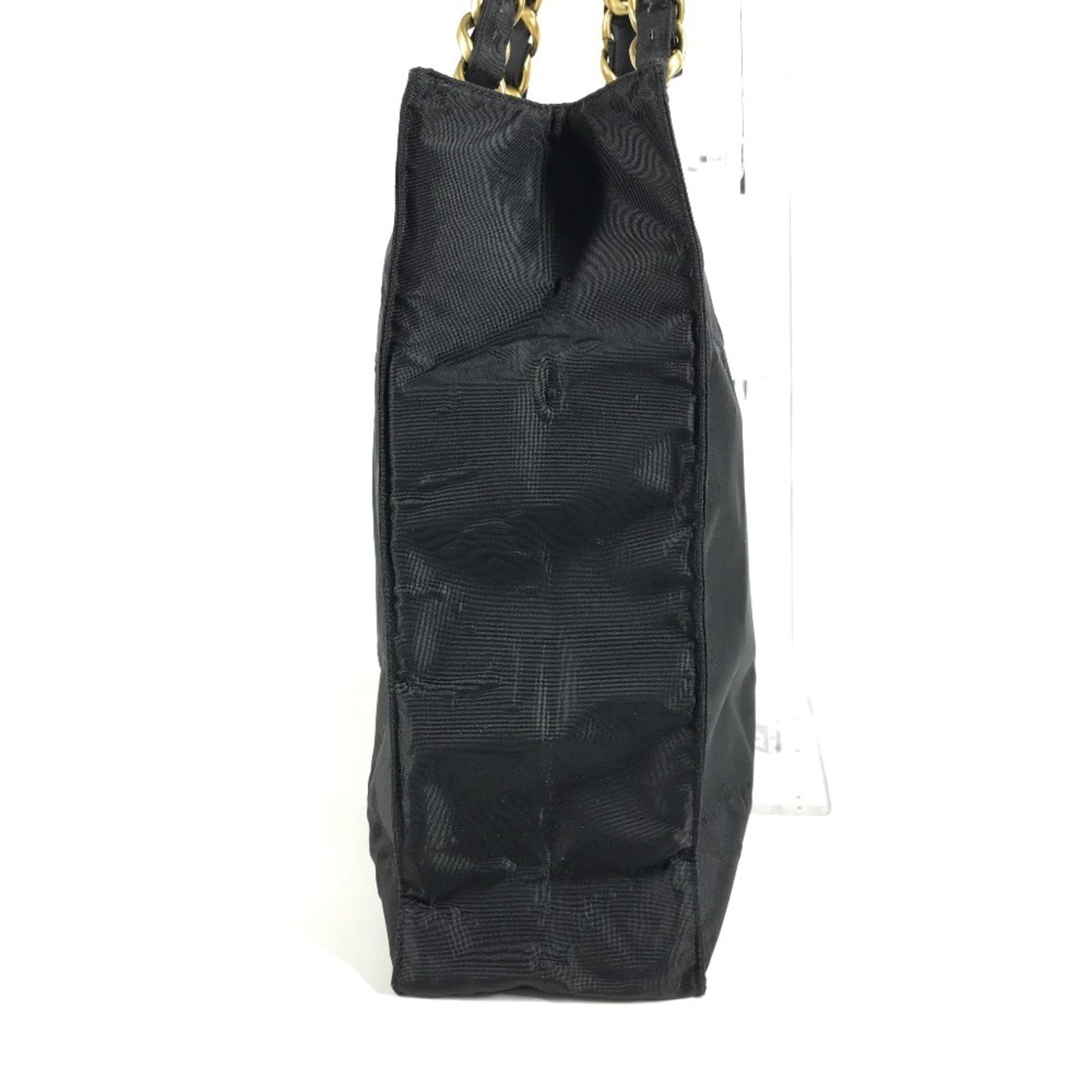 Chanel Black White Nylon Shoulder Bag Tote Bag (Pre-Owned)