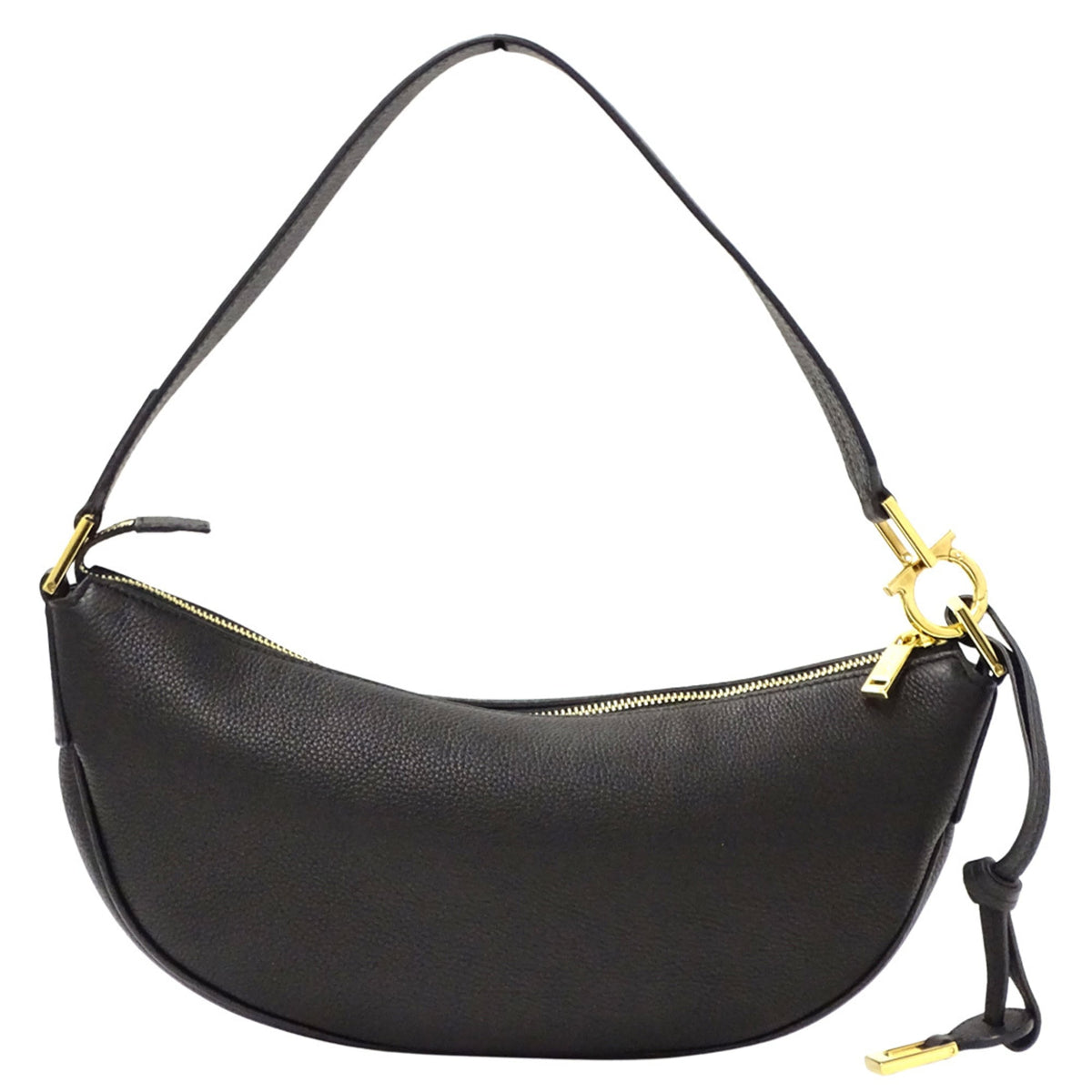 Salvatore Ferragamo Black Leather Handbag Shoulder Bag (Pre-Owned)